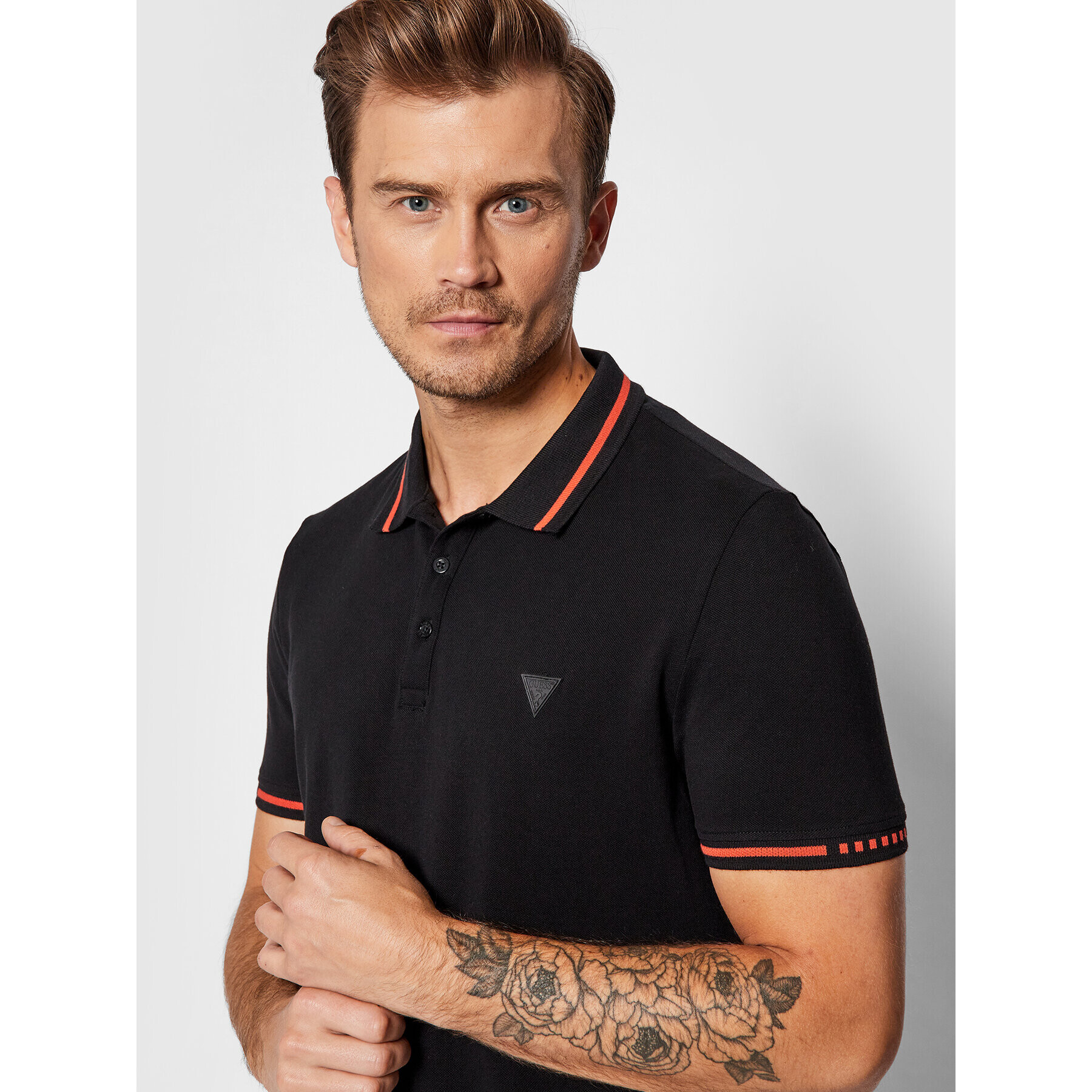 Guess Tricou polo M1BP55 K9WF1 Negru Slim Fit - Pled.ro