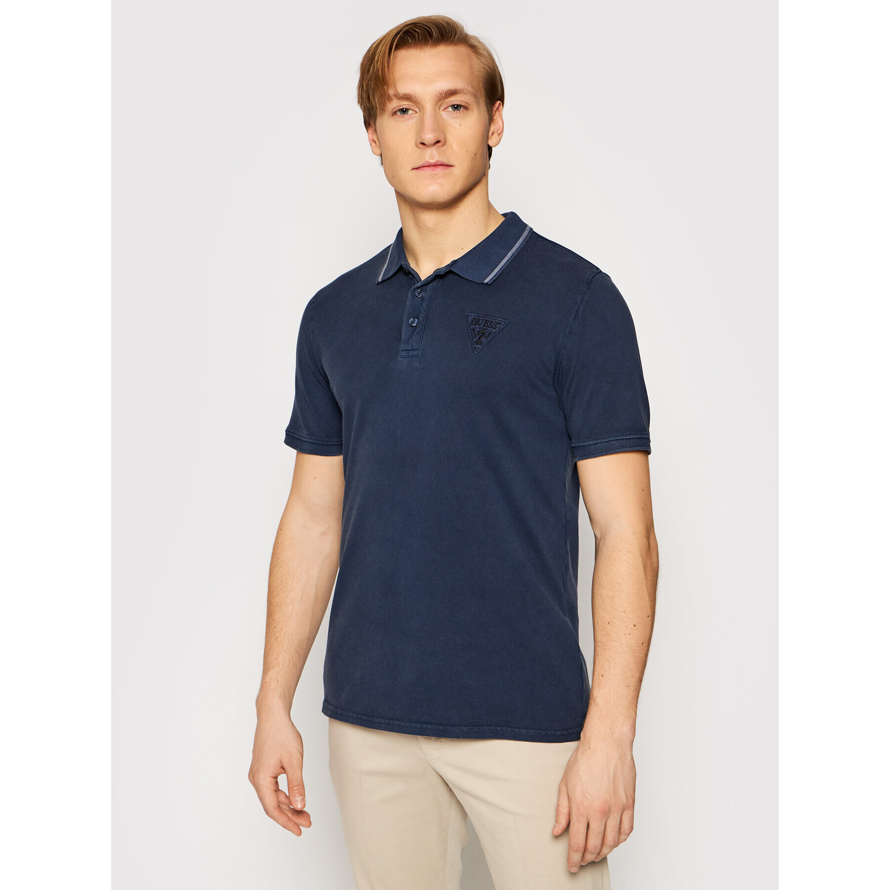 Guess Tricou polo M1GP54 K9WF1 Bleumarin Slim Fit - Pled.ro