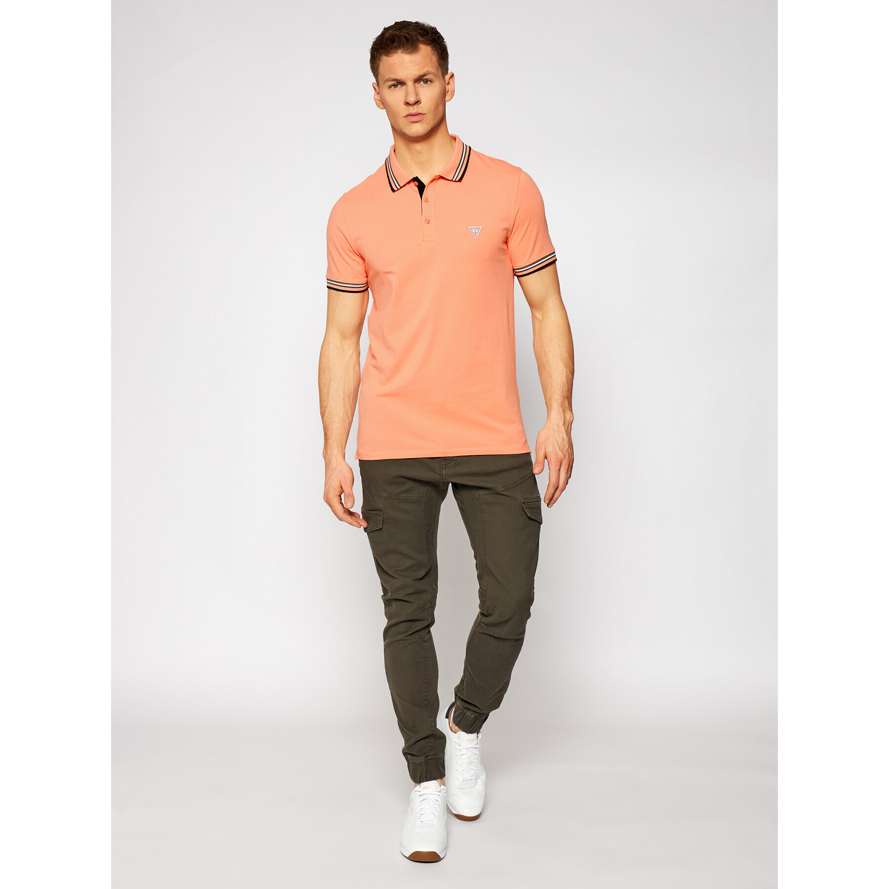 Guess Tricou polo M1RP66 J1311 Portocaliu Extra Slim Fit - Pled.ro