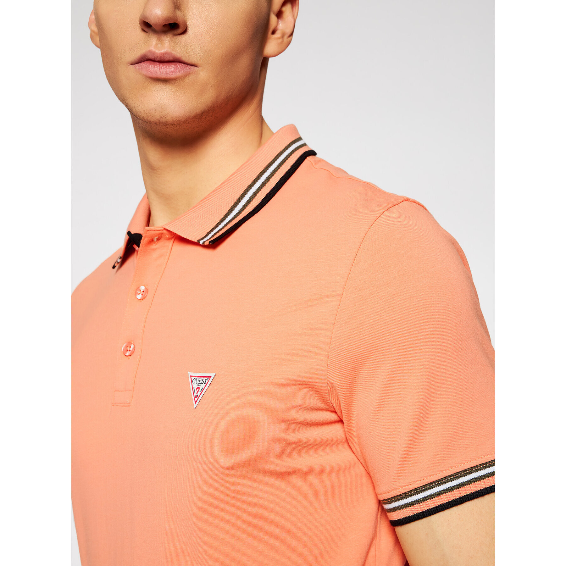 Guess Tricou polo M1RP66 J1311 Portocaliu Extra Slim Fit - Pled.ro