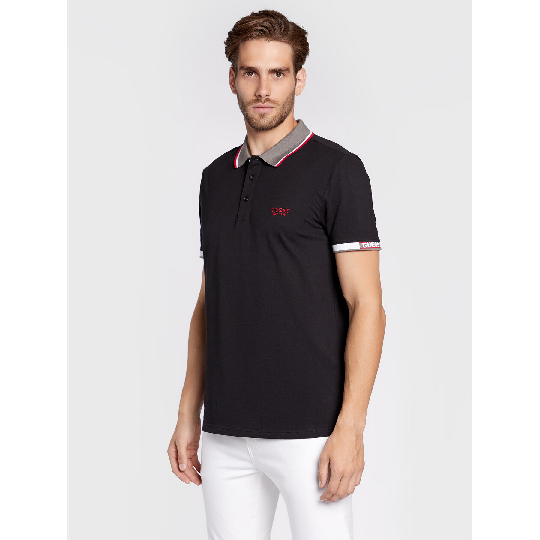 Guess Tricou polo M2BP55 K9WF4 Negru Regular Fit - Pled.ro