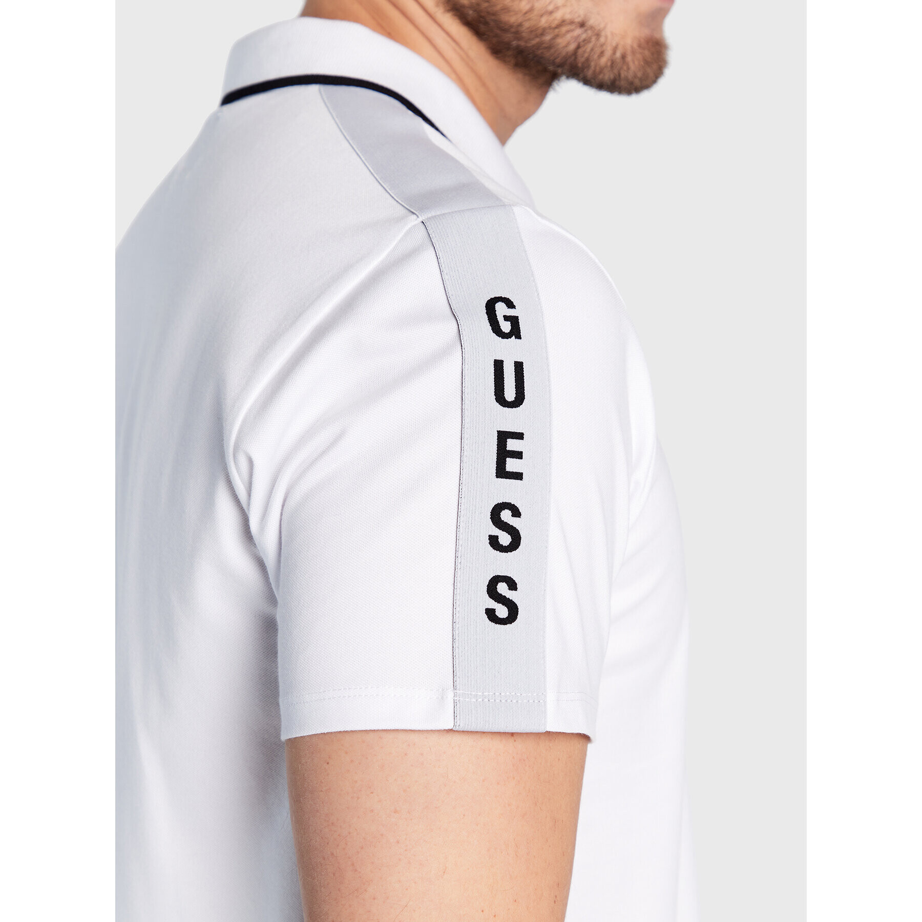 Guess Tricou polo M2YP25 KARS0 Alb Slim Fit - Pled.ro