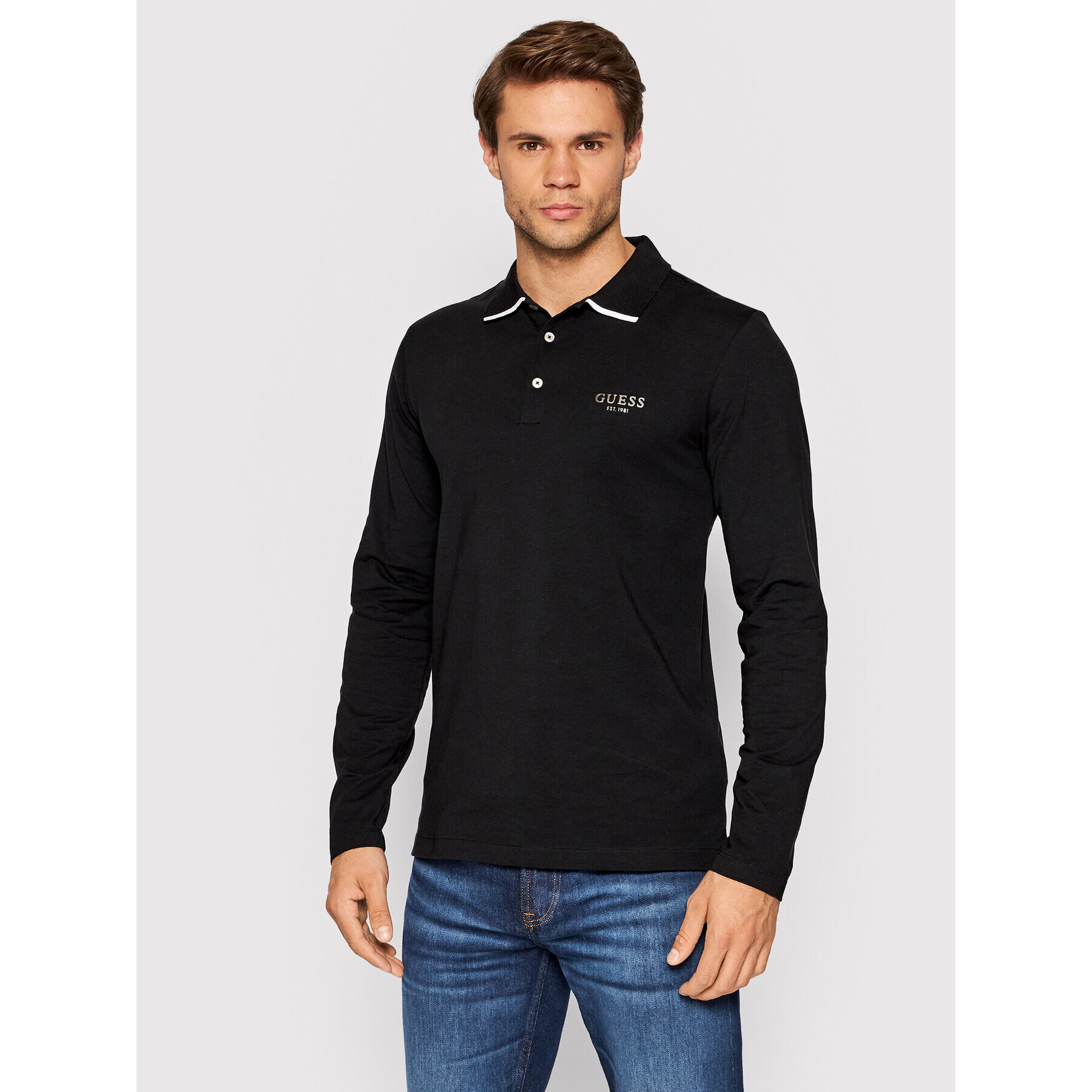 Guess Tricou polo M2YP36 J1311 Negru Extra Slim Fit - Pled.ro