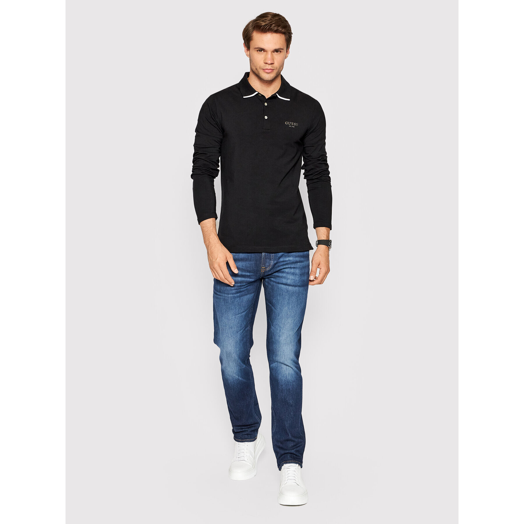 Guess Tricou polo M2YP36 J1311 Negru Extra Slim Fit - Pled.ro