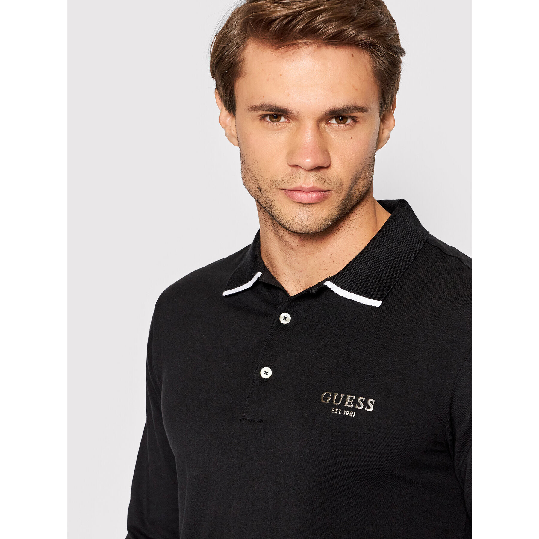 Guess Tricou polo M2YP36 J1311 Negru Extra Slim Fit - Pled.ro