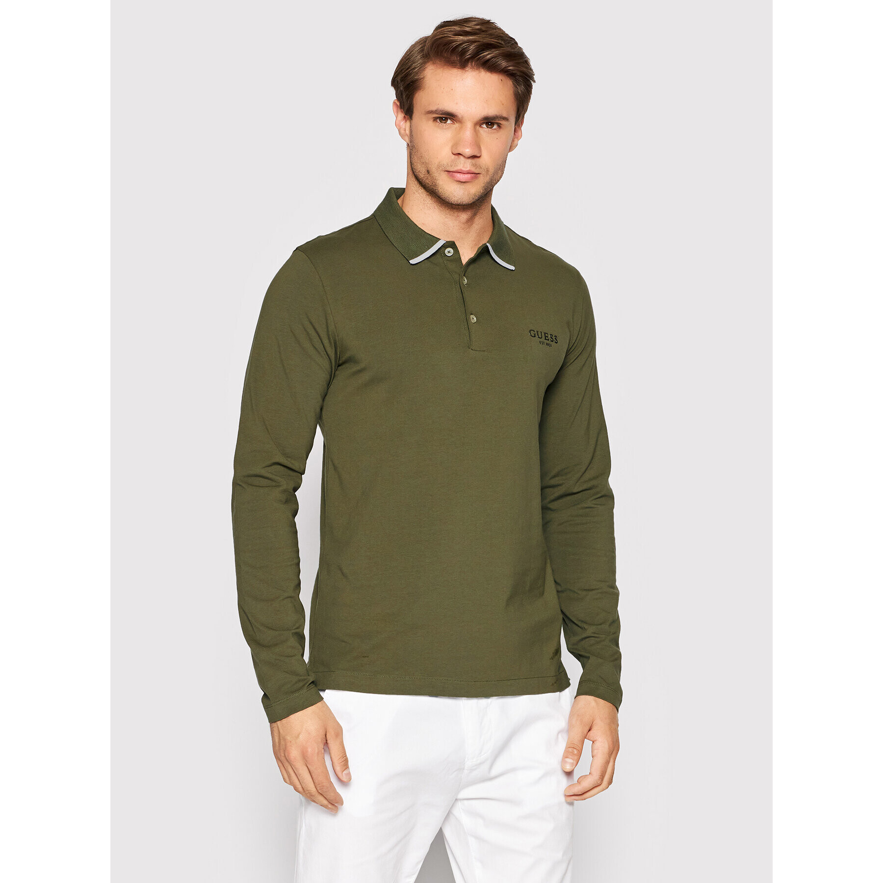 Guess Tricou polo M2YP36 J1311 Verde Extra Slim Fit - Pled.ro