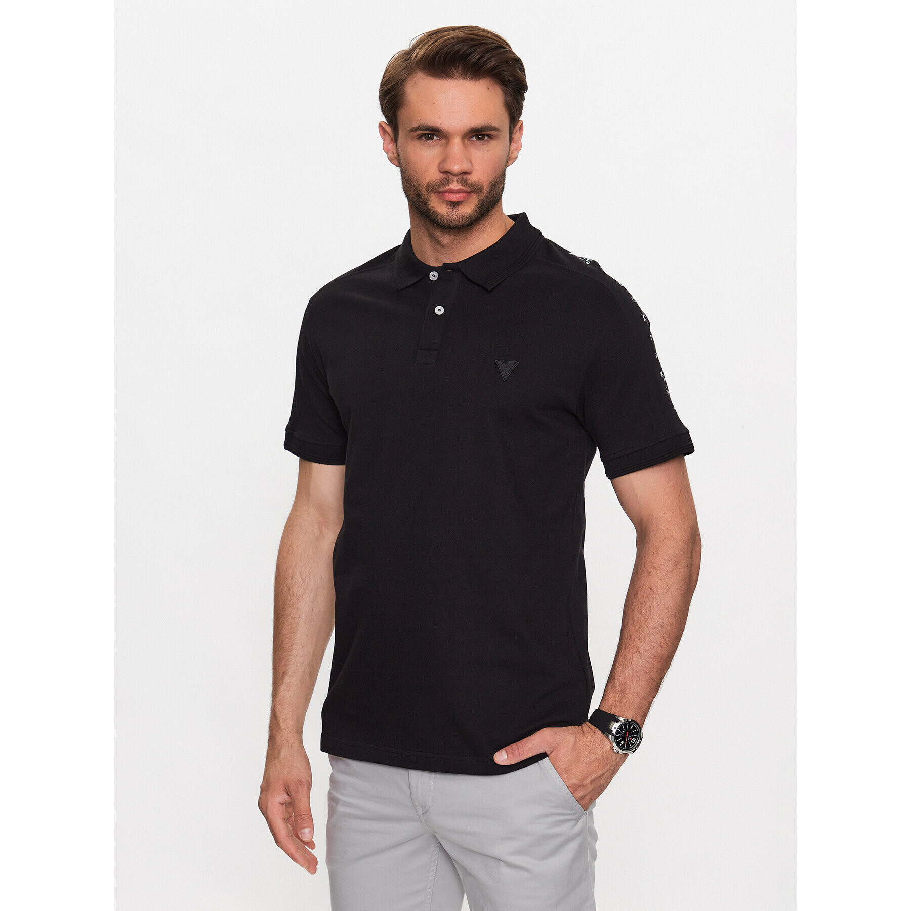 Guess Tricou polo M3YP01 K7O64 Negru Slim Fit - Pled.ro