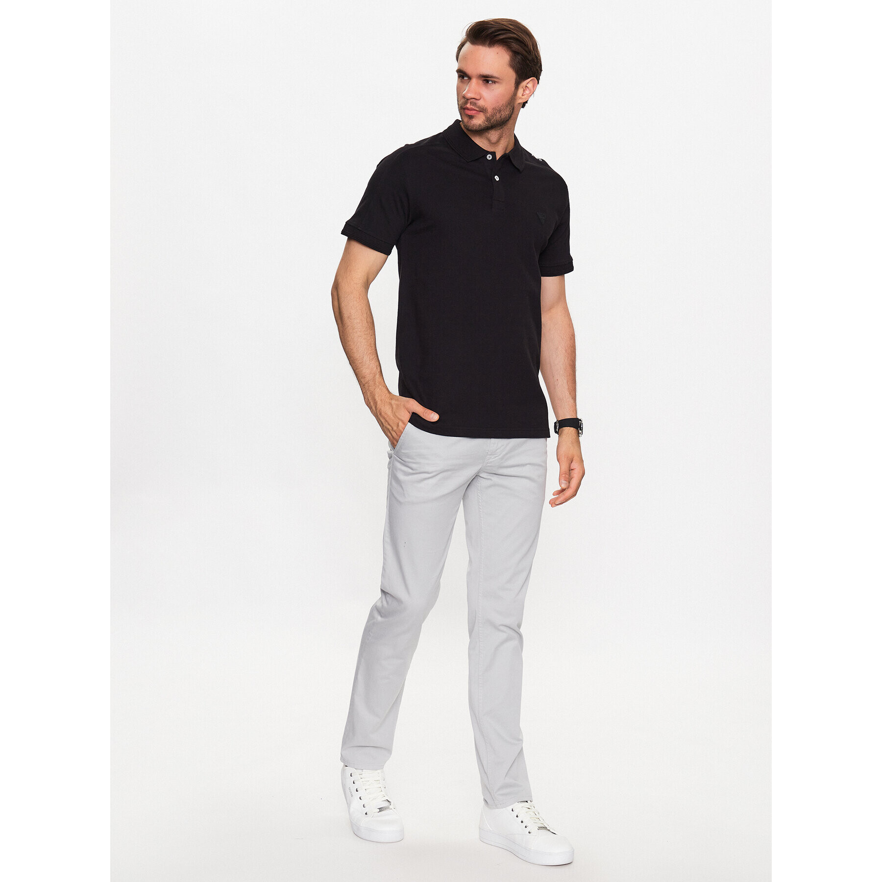 Guess Tricou polo M3YP01 K7O64 Negru Slim Fit - Pled.ro