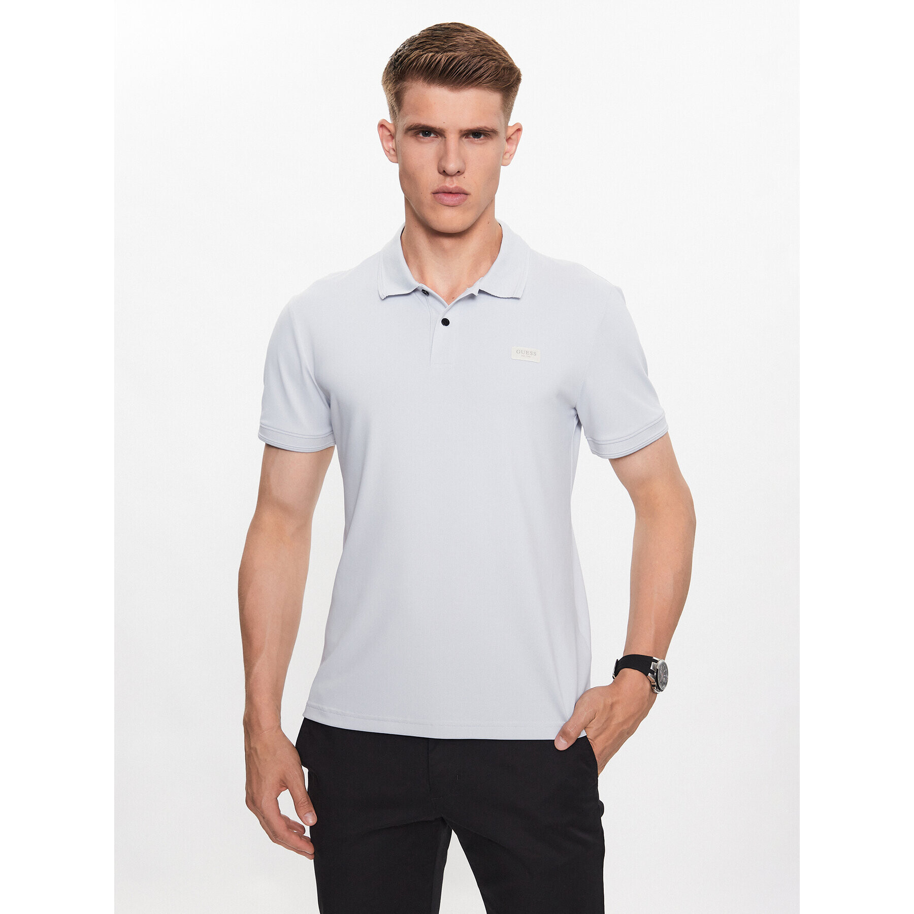 Guess Tricou polo M3YP35 KBS60 Gri Slim Fit - Pled.ro