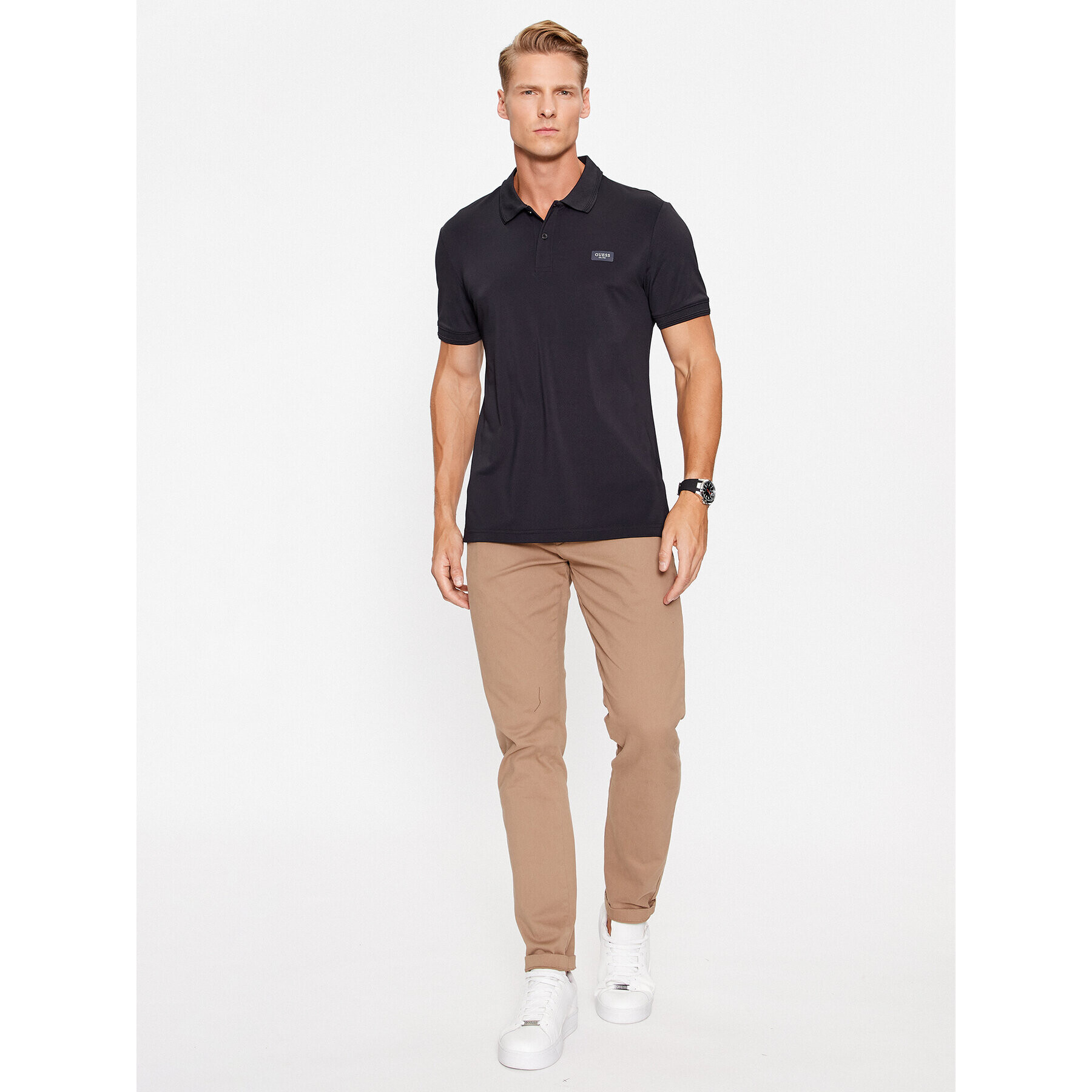 Guess Tricou polo M3YP35 KBS60 Negru Slim Fit - Pled.ro