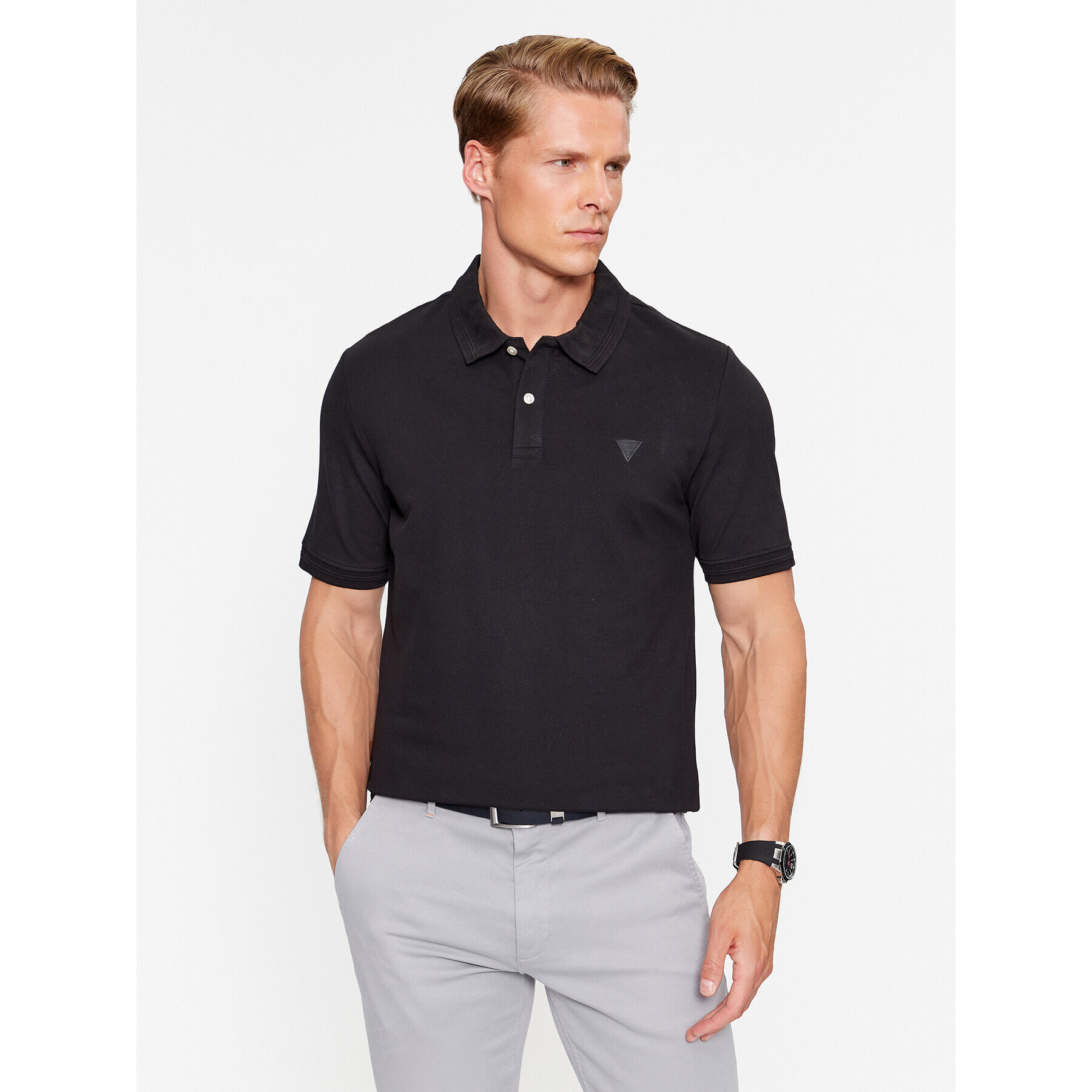 Guess Tricou polo M3YP60 K7O64 Negru Slim Fit - Pled.ro