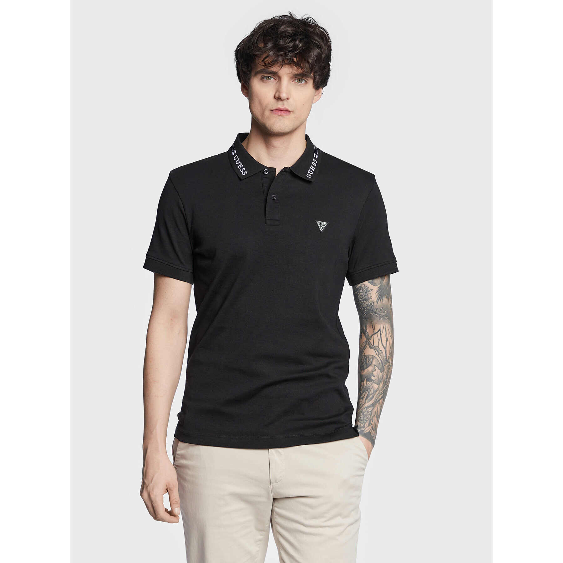 Guess Tricou polo Nolan M3RP66 KBL51 Negru Extra Slim Fit - Pled.ro