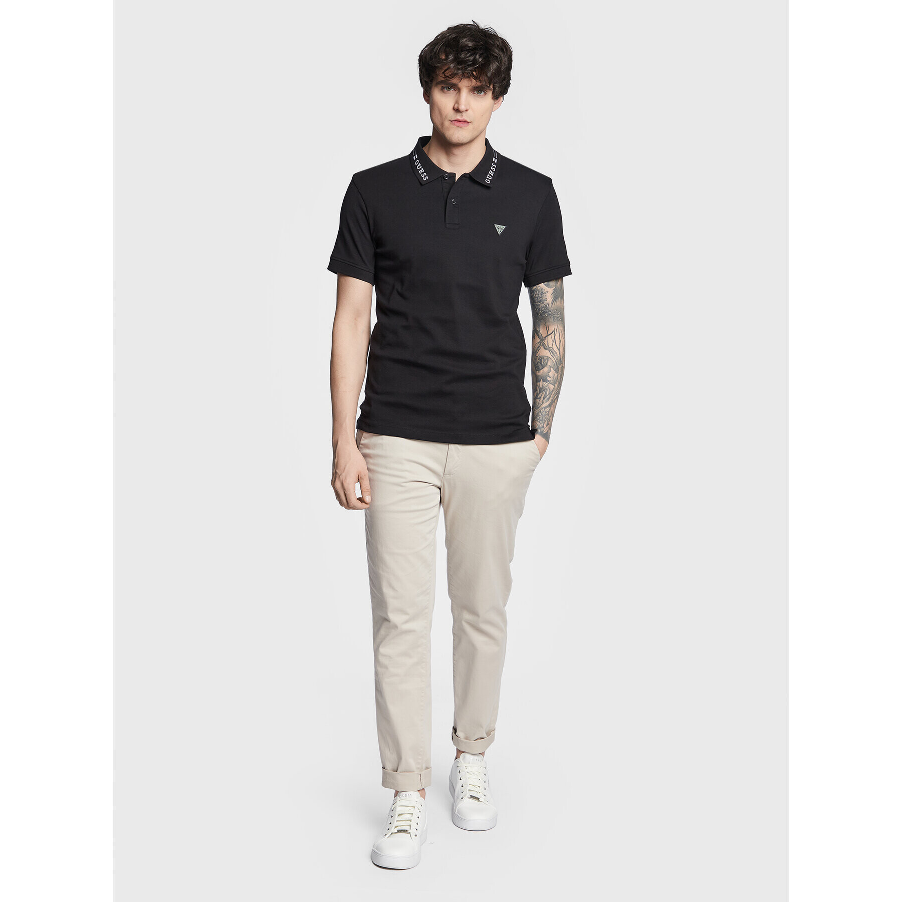 Guess Tricou polo Nolan M3RP66 KBL51 Negru Extra Slim Fit - Pled.ro