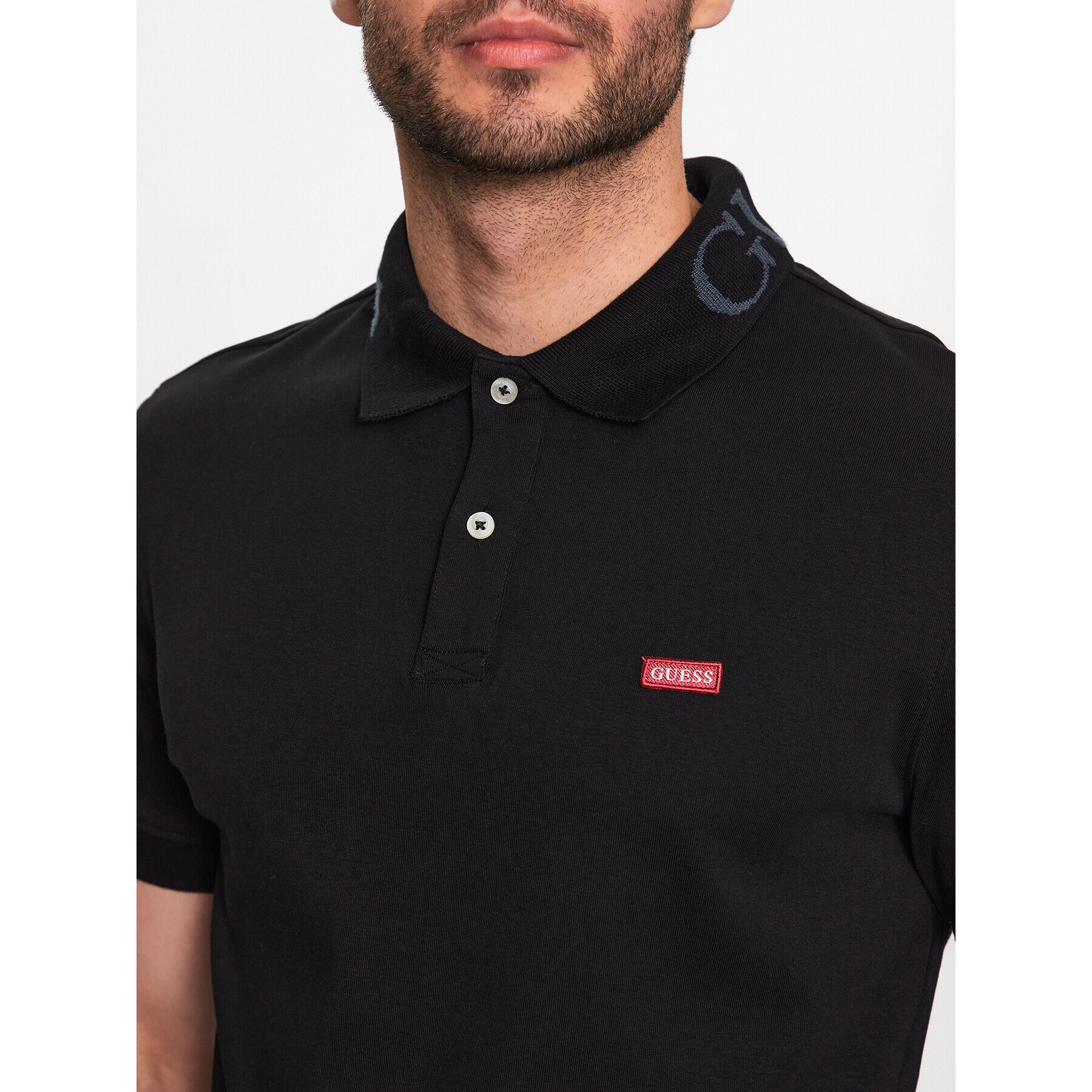 Guess Tricou polo Nolan M3YP66 KBL51 Negru Slim Fit - Pled.ro