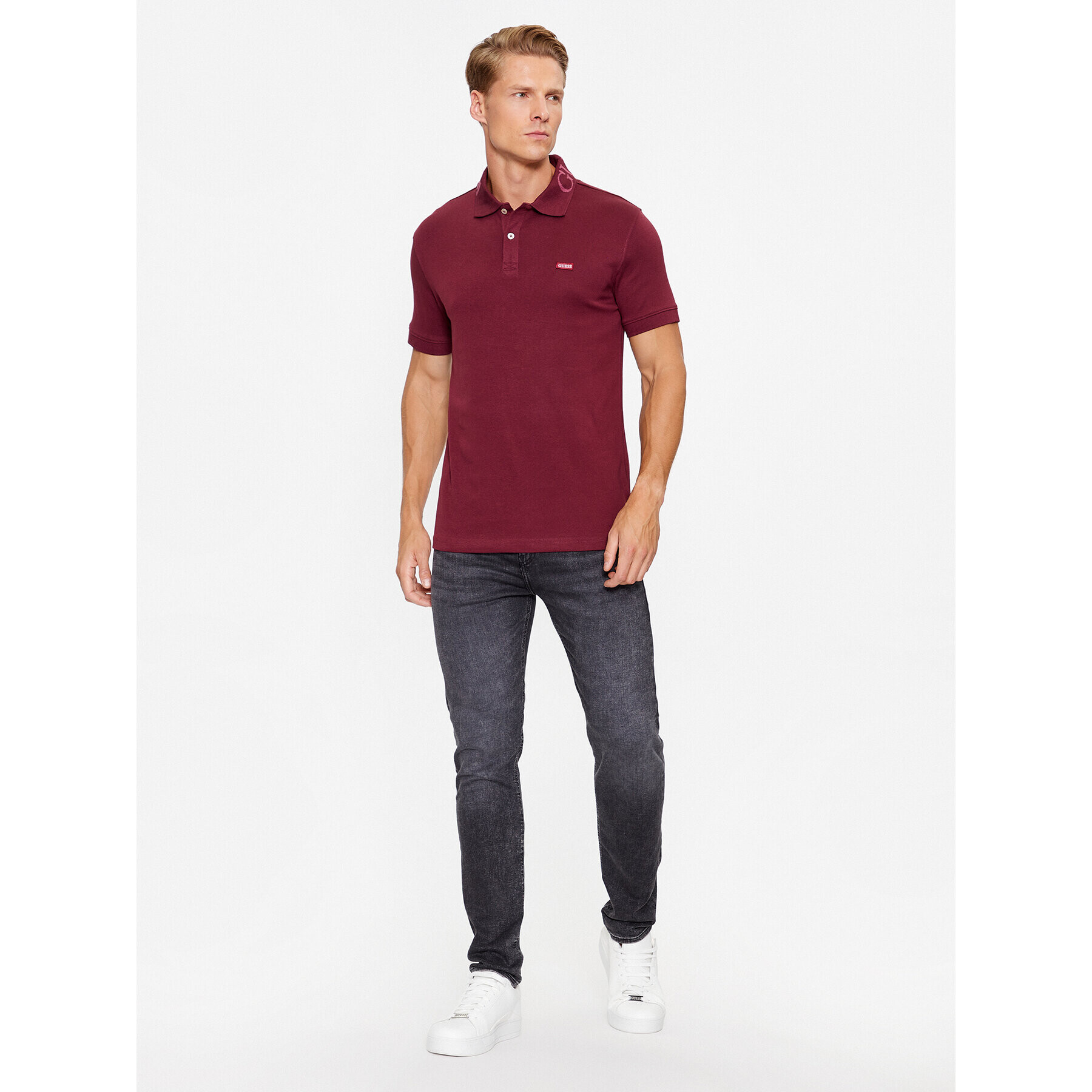 Guess Tricou polo Nolan M3YP66 KBL51 Vișiniu Slim Fit - Pled.ro