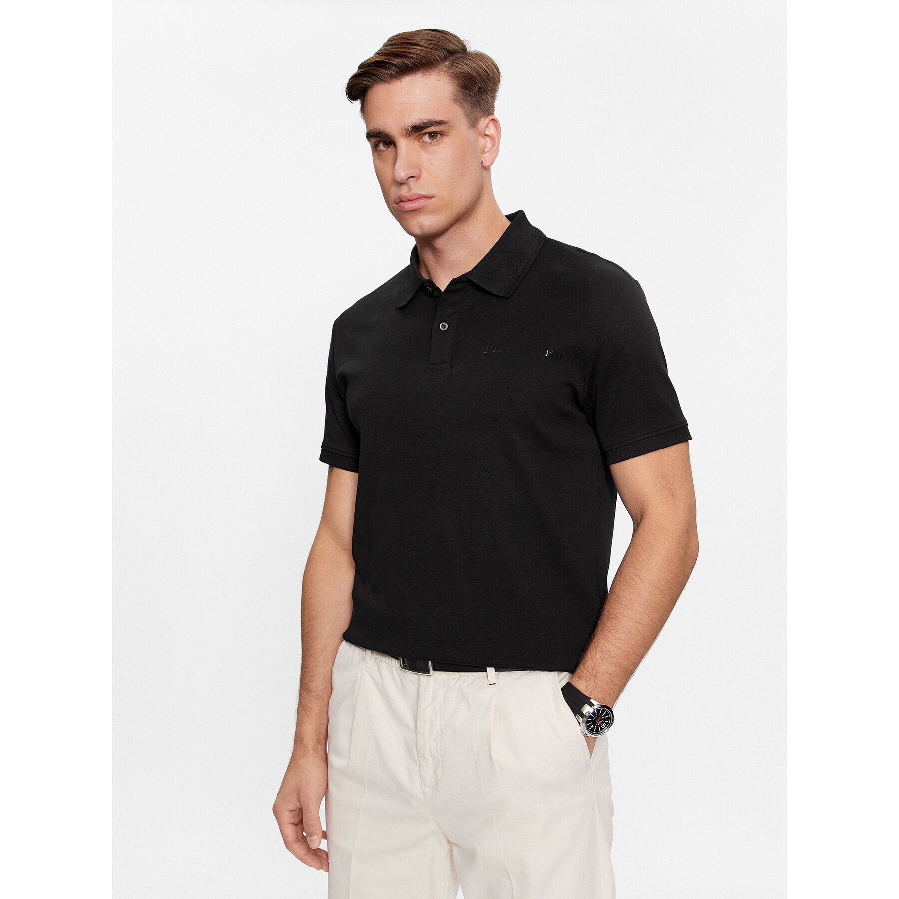 Guess Tricou polo Nolan M4RP66 KBL51 Negru Slim Fit - Pled.ro