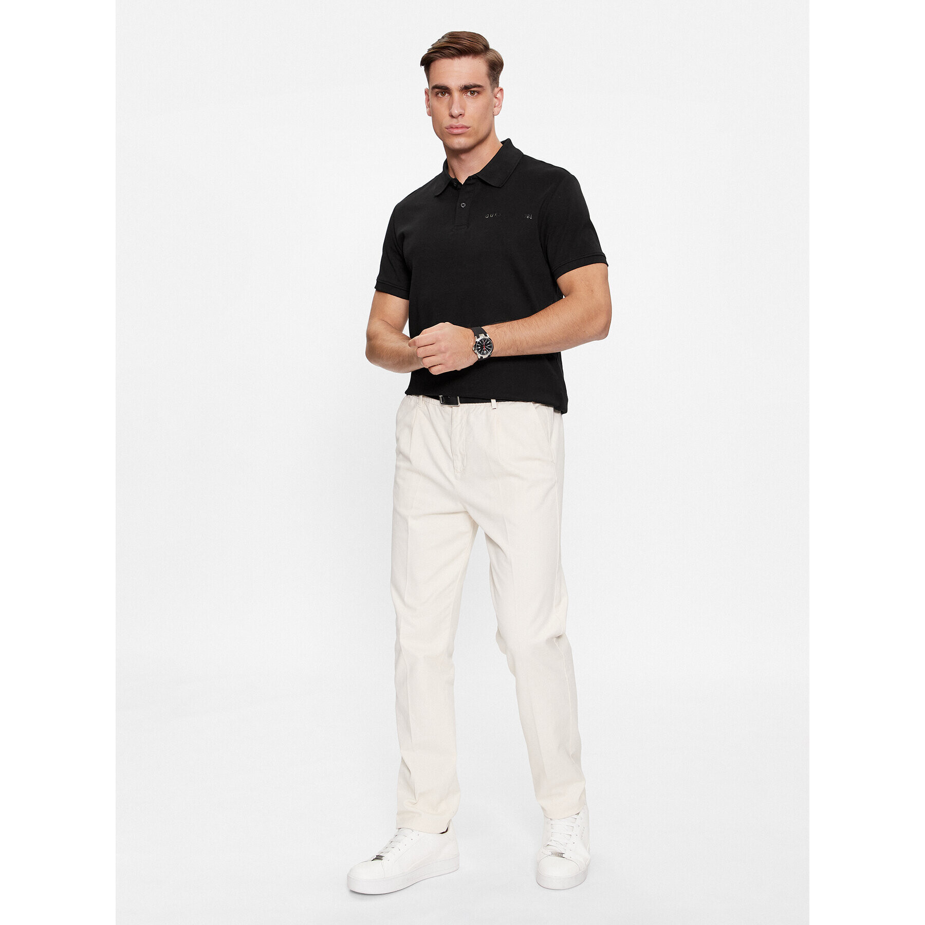 Guess Tricou polo Nolan M4RP66 KBL51 Negru Slim Fit - Pled.ro