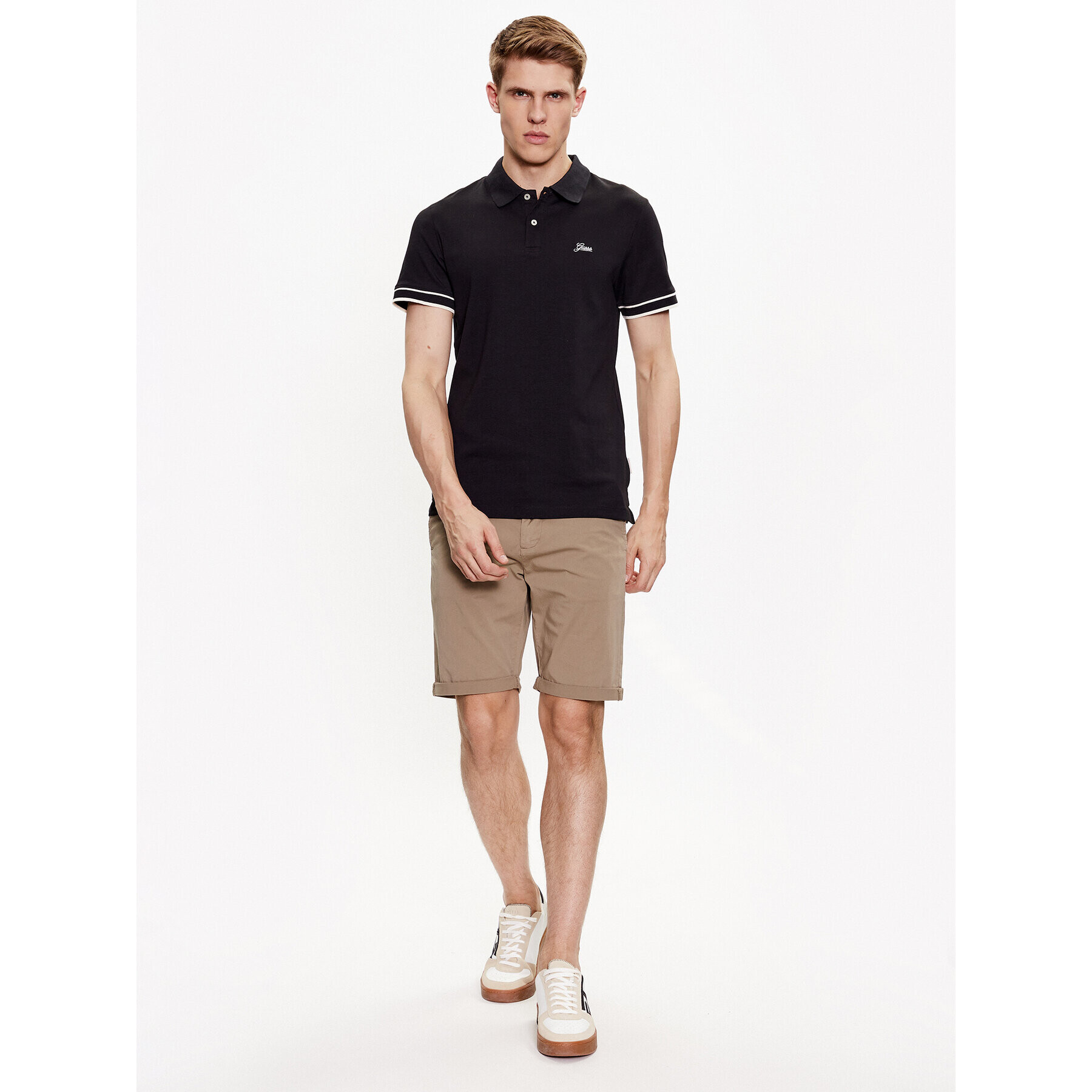 Guess Tricou polo Oliver M3GP66 KBL51 Negru Slim Fit - Pled.ro