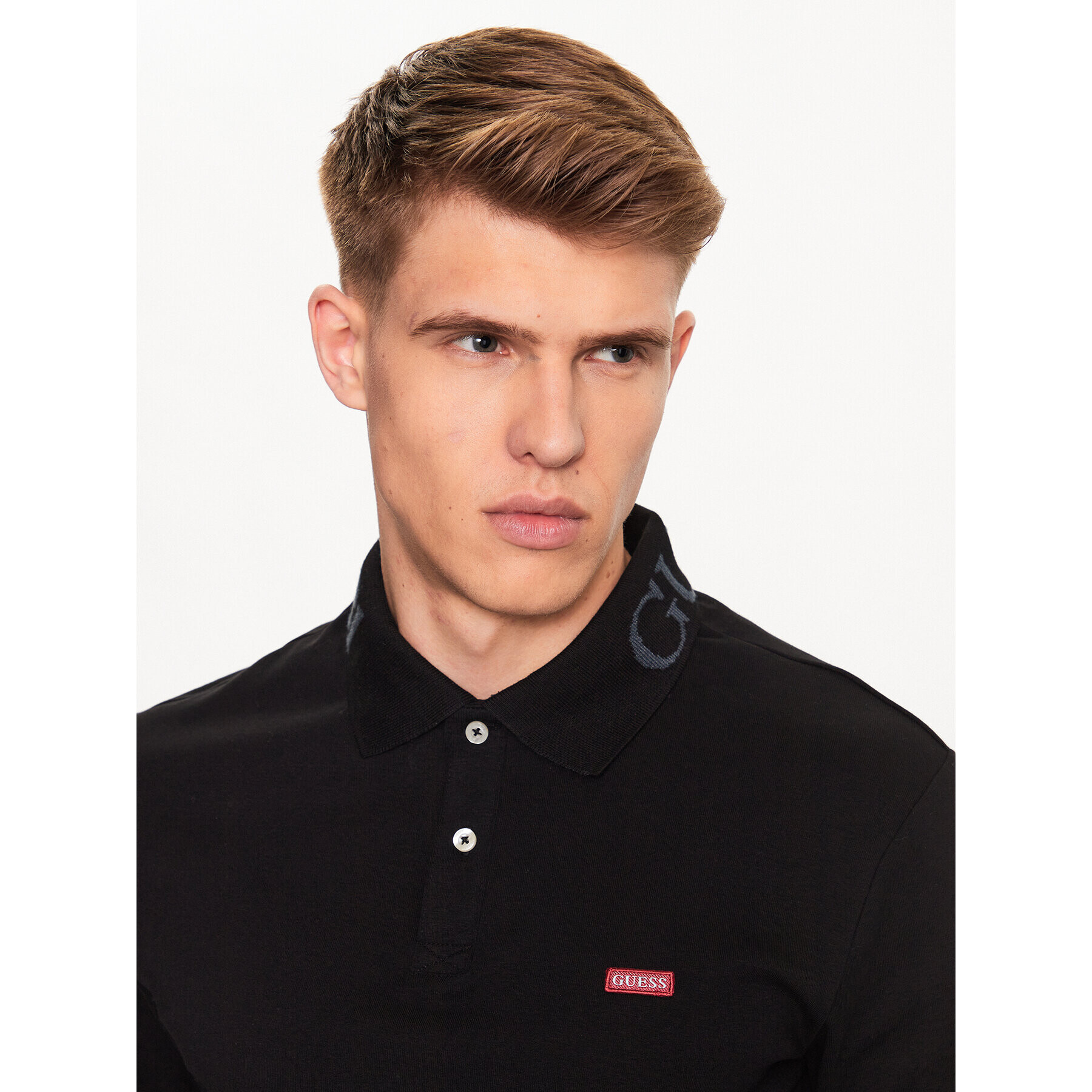 Guess Tricou polo Oliver M3YP36 KBL51 Negru Regular Fit - Pled.ro