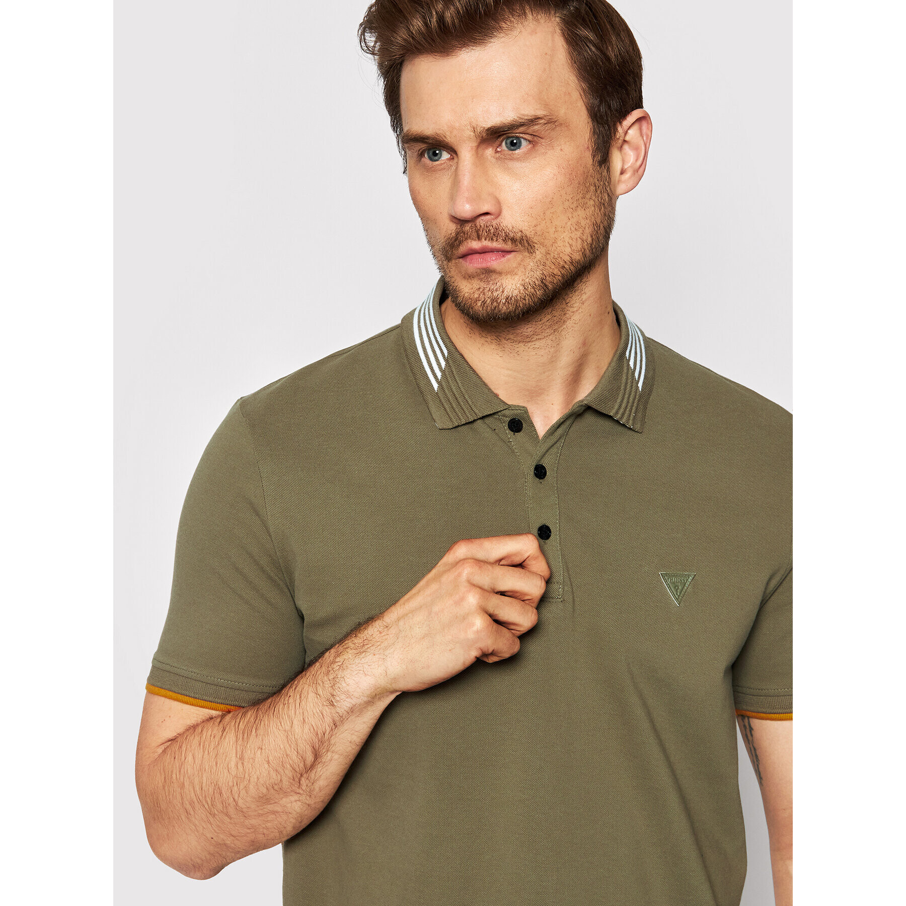 Guess Tricou polo Oz M2RP55 K9WF1 Verde Slim Fit - Pled.ro