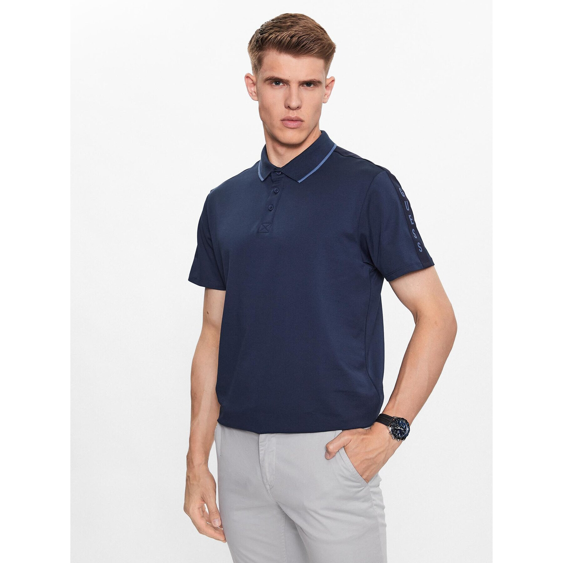 Guess Tricou polo Paul M2YP25 KARS0 Bleumarin Regular Fit - Pled.ro