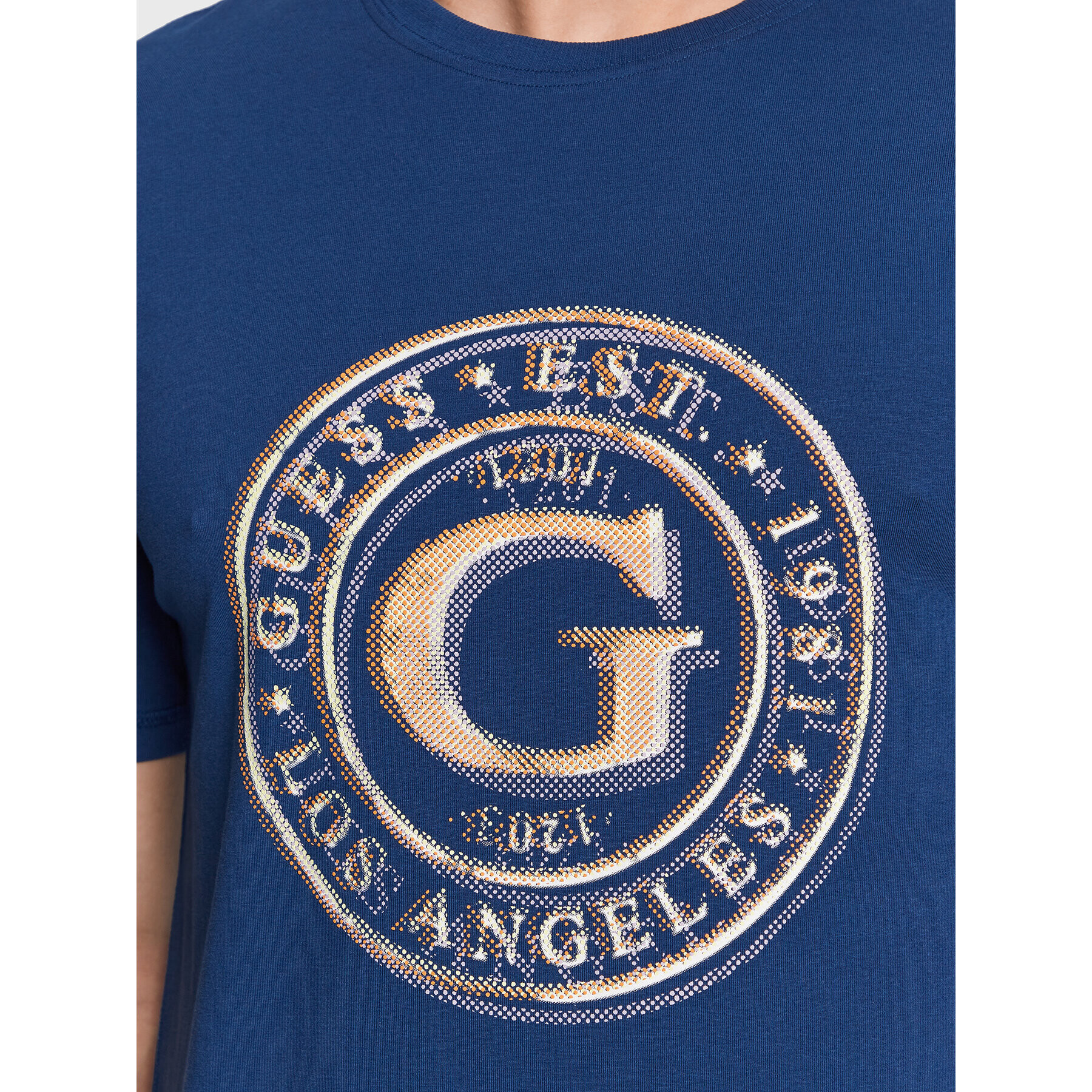 Guess Tricou Round Logo M3GI11 J1314 Bleumarin Slim Fit - Pled.ro