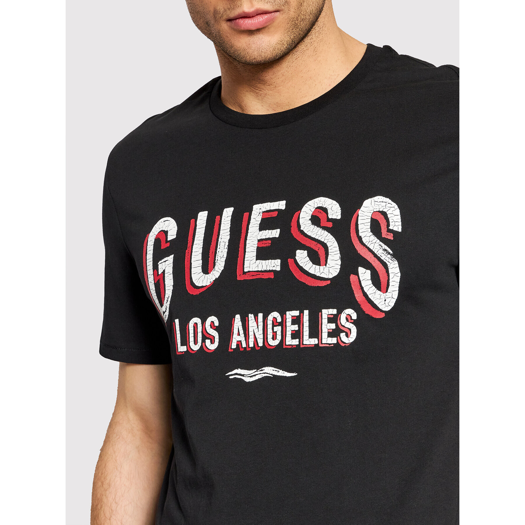 Guess Tricou Signboard M2RI18 J1311 Negru Slim Fit - Pled.ro