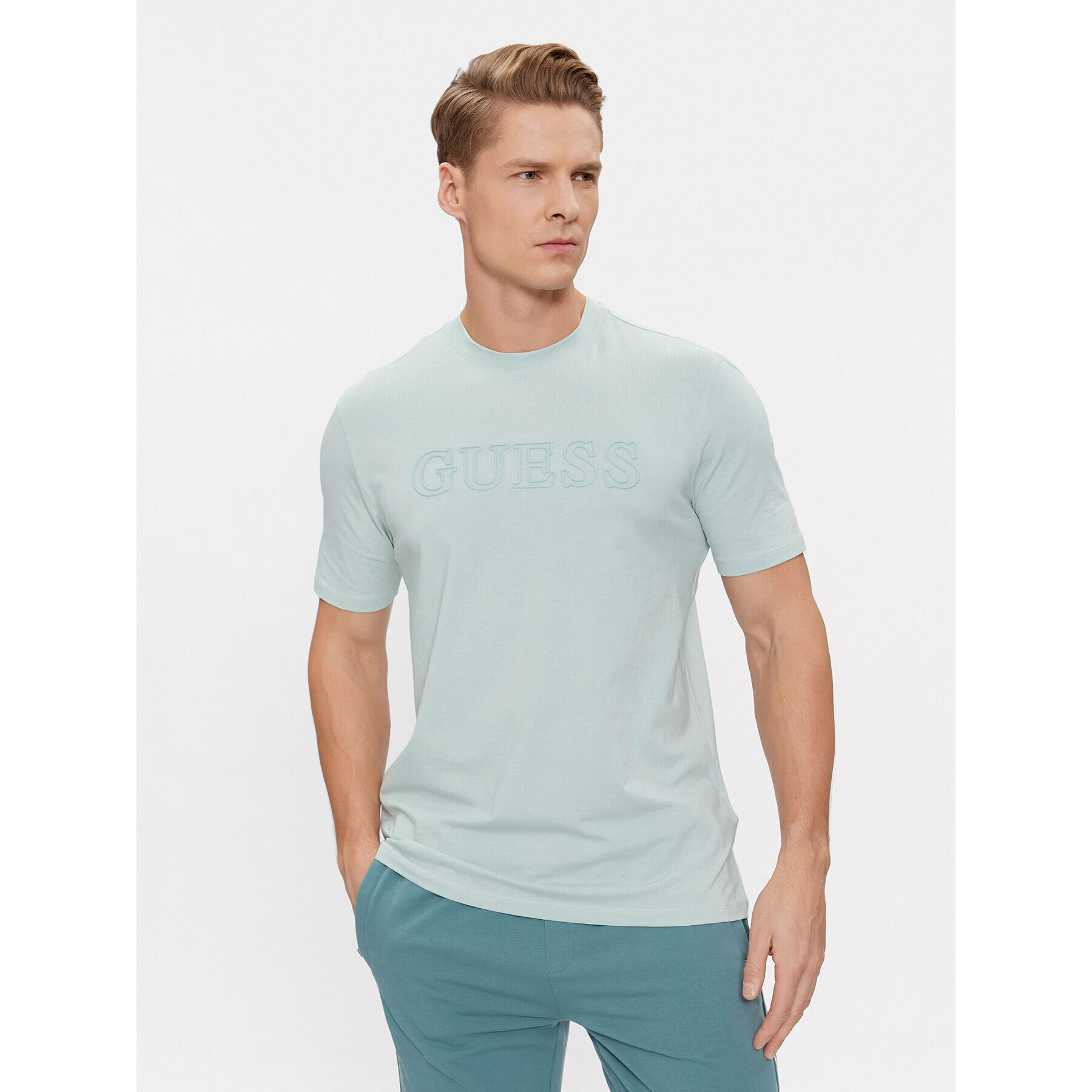 Guess Tricou Ss Alphy Z2YI11 J1314 Verde Regular Fit - Pled.ro