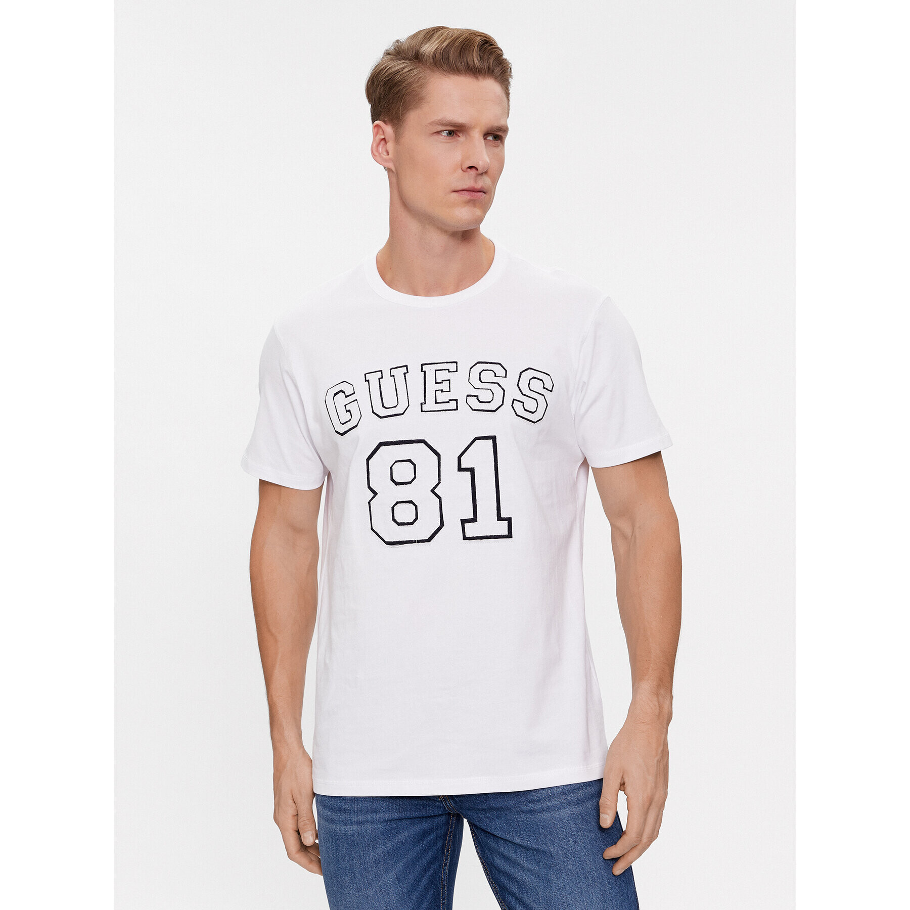 Guess Tricou Ss Cn M4RI22 K8FQ4 Alb Regular Fit - Pled.ro