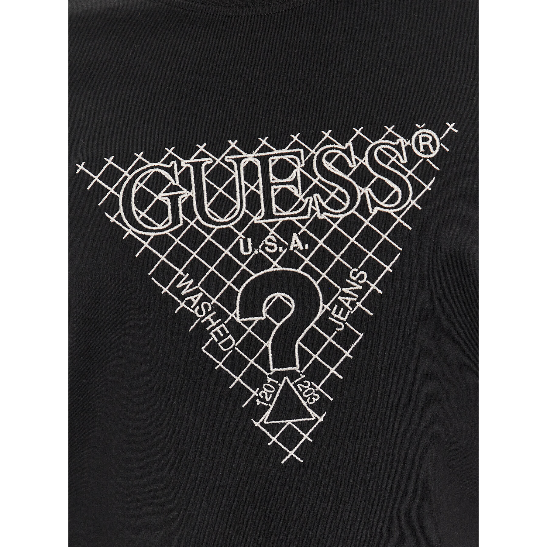 Guess Tricou Ss Cn Triangle Embro M4RI27 K8FQ4 Negru Regular Fit - Pled.ro