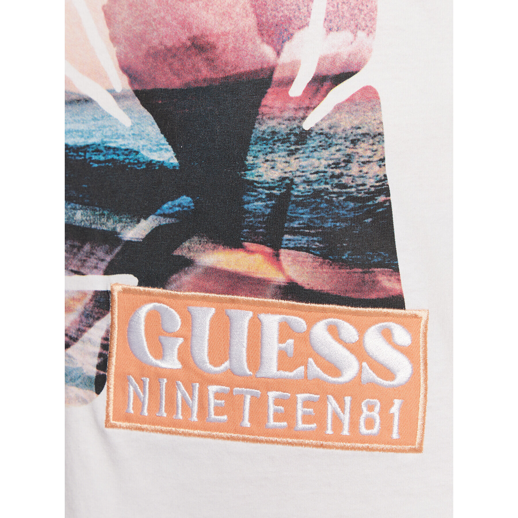 Guess Tricou Sunset Flower M3GI29 I3Z14 Alb Slim Fit - Pled.ro