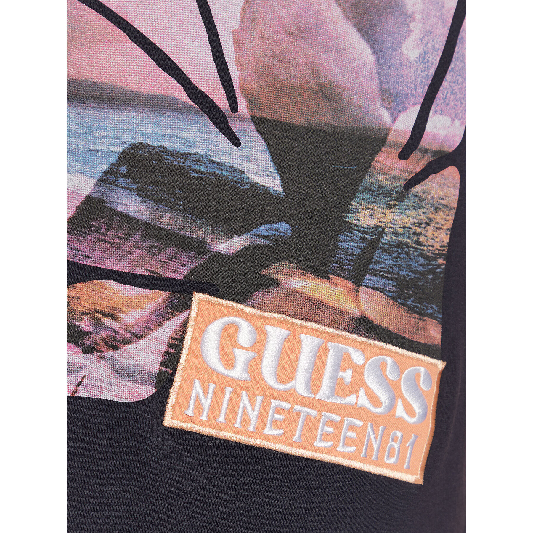 Guess Tricou Sunset Flower M3GI29 I3Z14 Bleumarin Slim Fit - Pled.ro