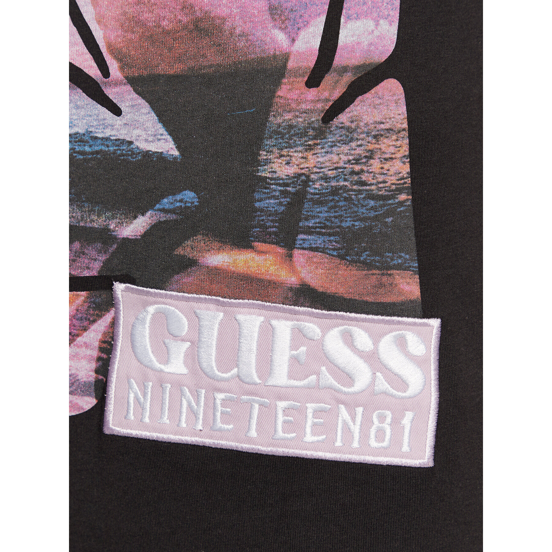 Guess Tricou Sunset Flower M3GI29 I3Z14 Negru Slim Fit - Pled.ro