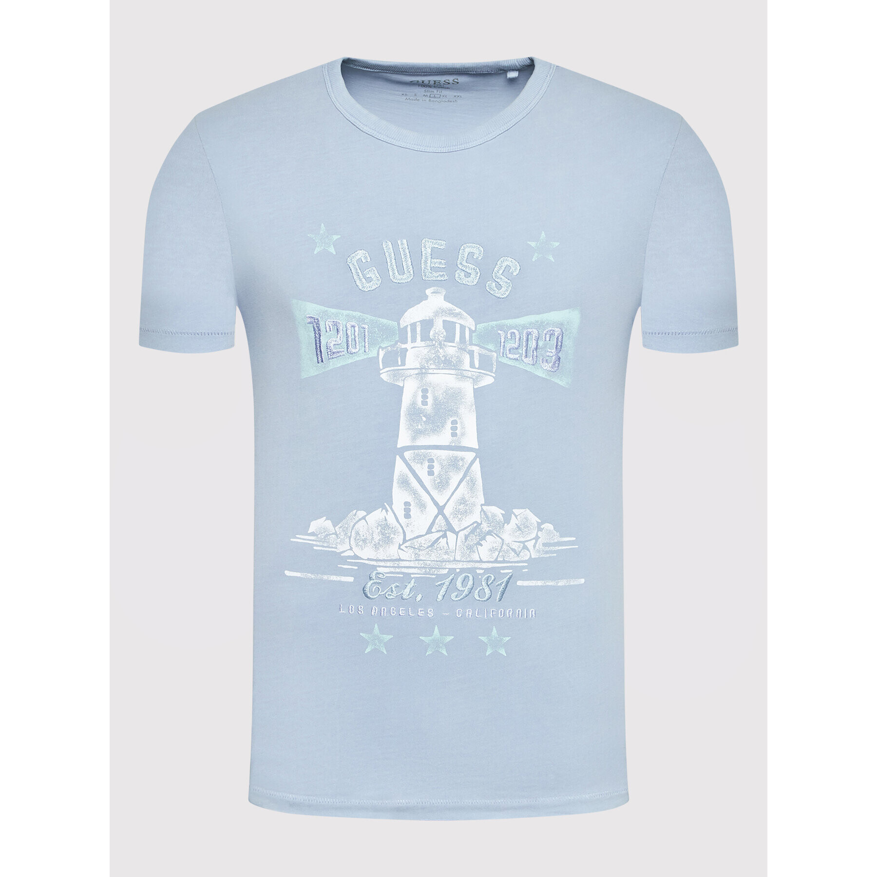 Guess Tricou Thewat M2GI15 K8FQ0 Albastru Slim Fit - Pled.ro