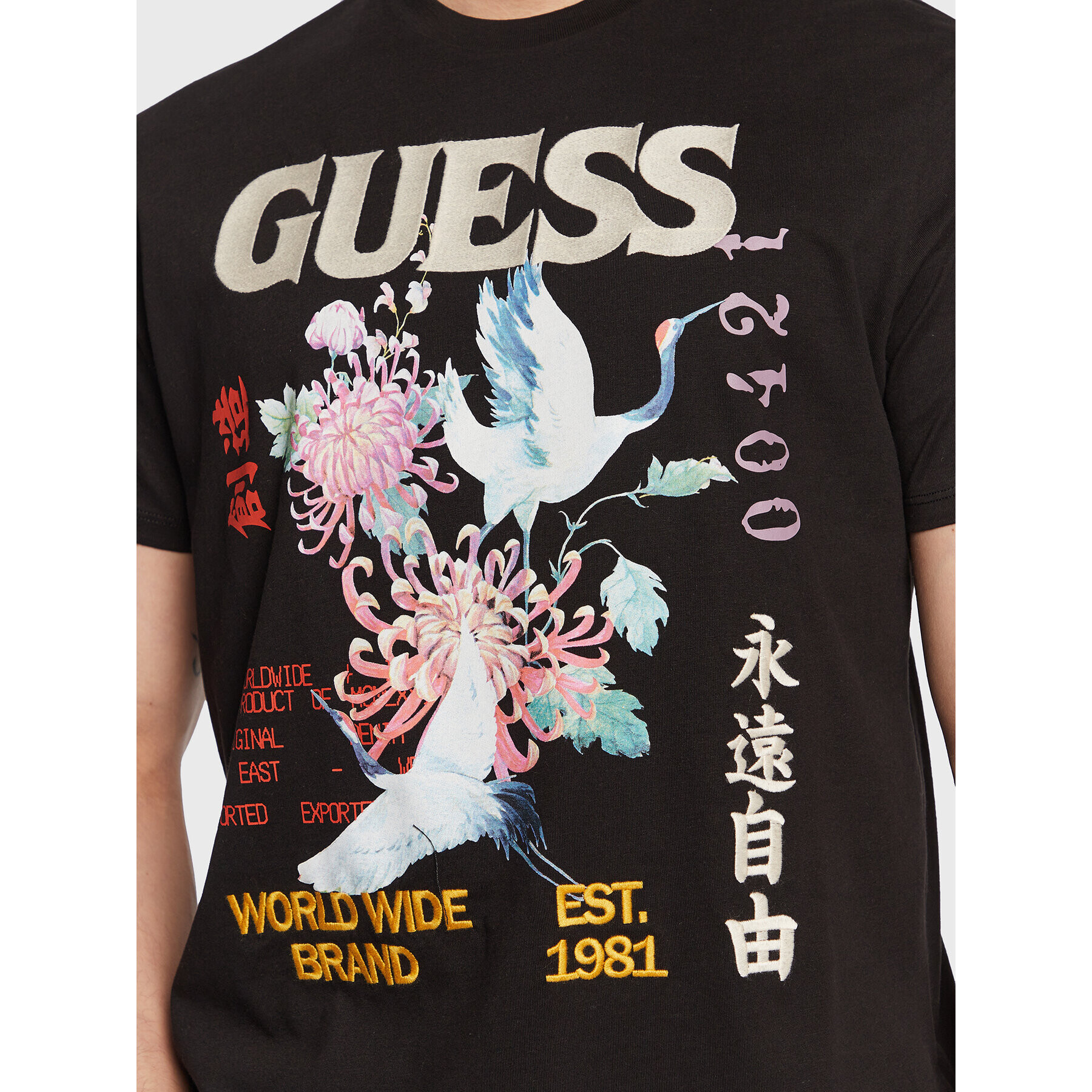 Guess Tricou Tokyo Collage M3GI76 KBDL0 Negru Regular Fit - Pled.ro