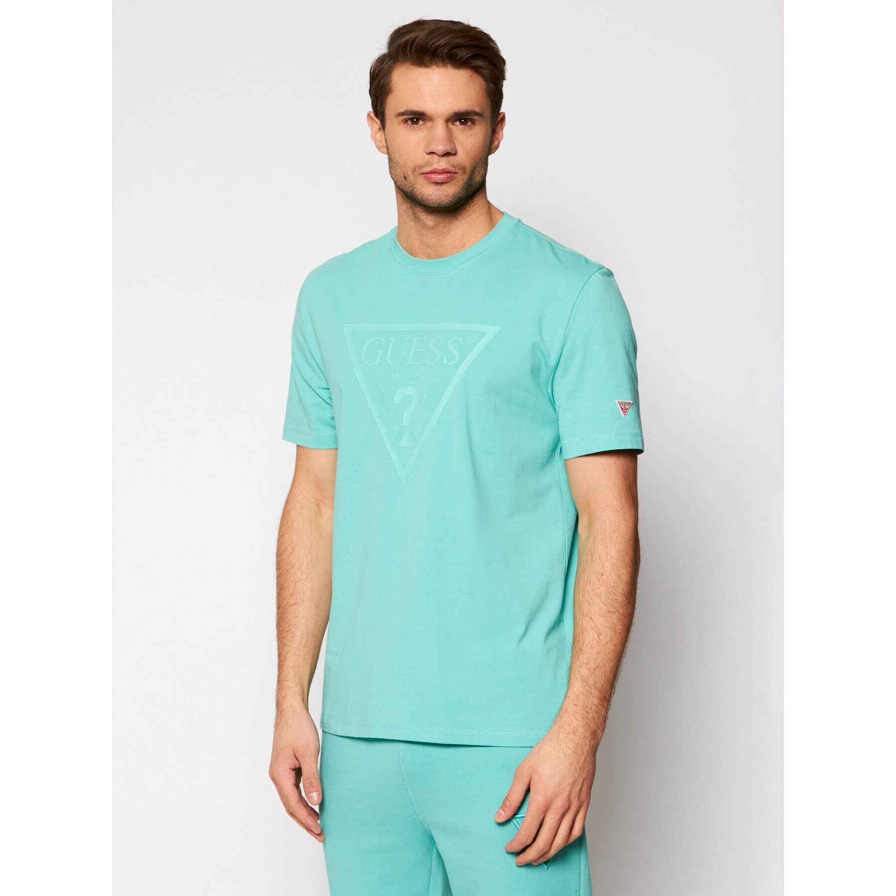 Guess Tricou U1GA06 J1311 Verde Regular Fit - Pled.ro