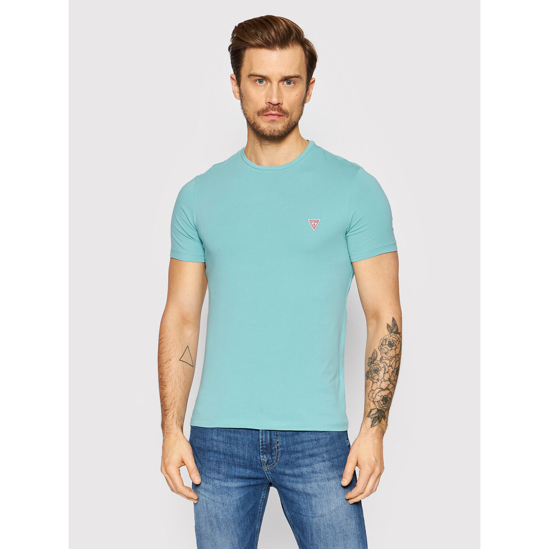 Guess Tricou U2RM00 K6YW1 Albastru Regular Fit - Pled.ro