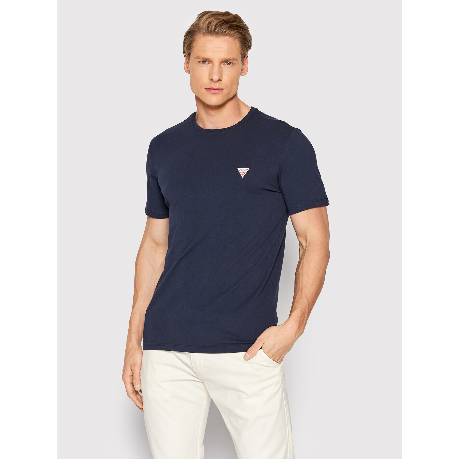 Guess Tricou U2RM00 KB1I1 Bleumarin Slim Fit - Pled.ro