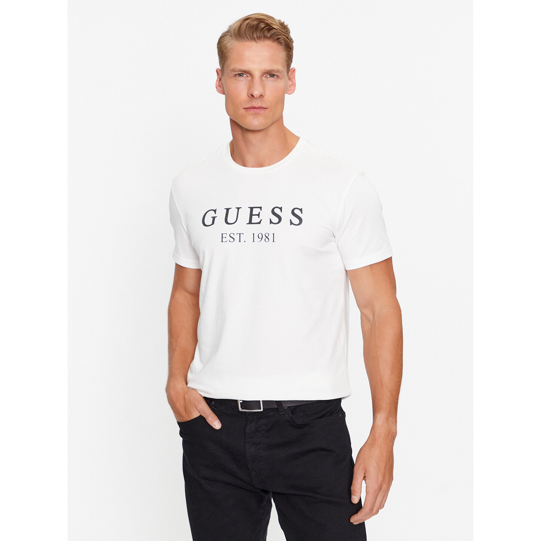 Guess Tricou U3BI22 K6YW0 Alb Regular Fit - Pled.ro