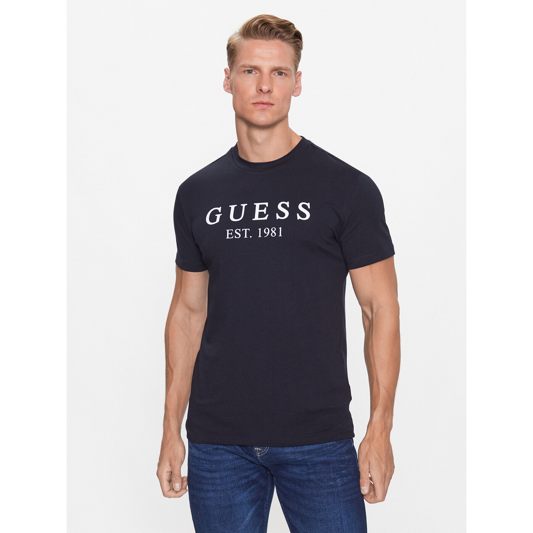 Guess Tricou U3YI00 K6YW0 Bleumarin Regular Fit - Pled.ro