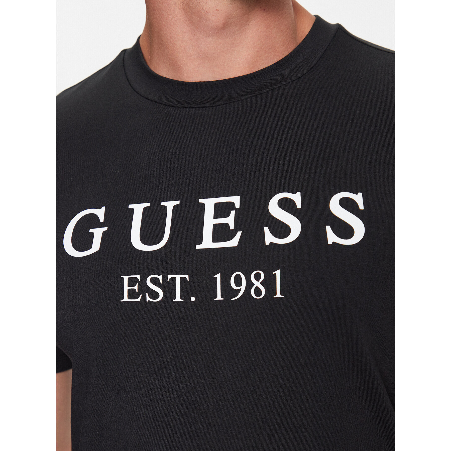 Guess Tricou U3YI00 K6YW0 Negru Regular Fit - Pled.ro