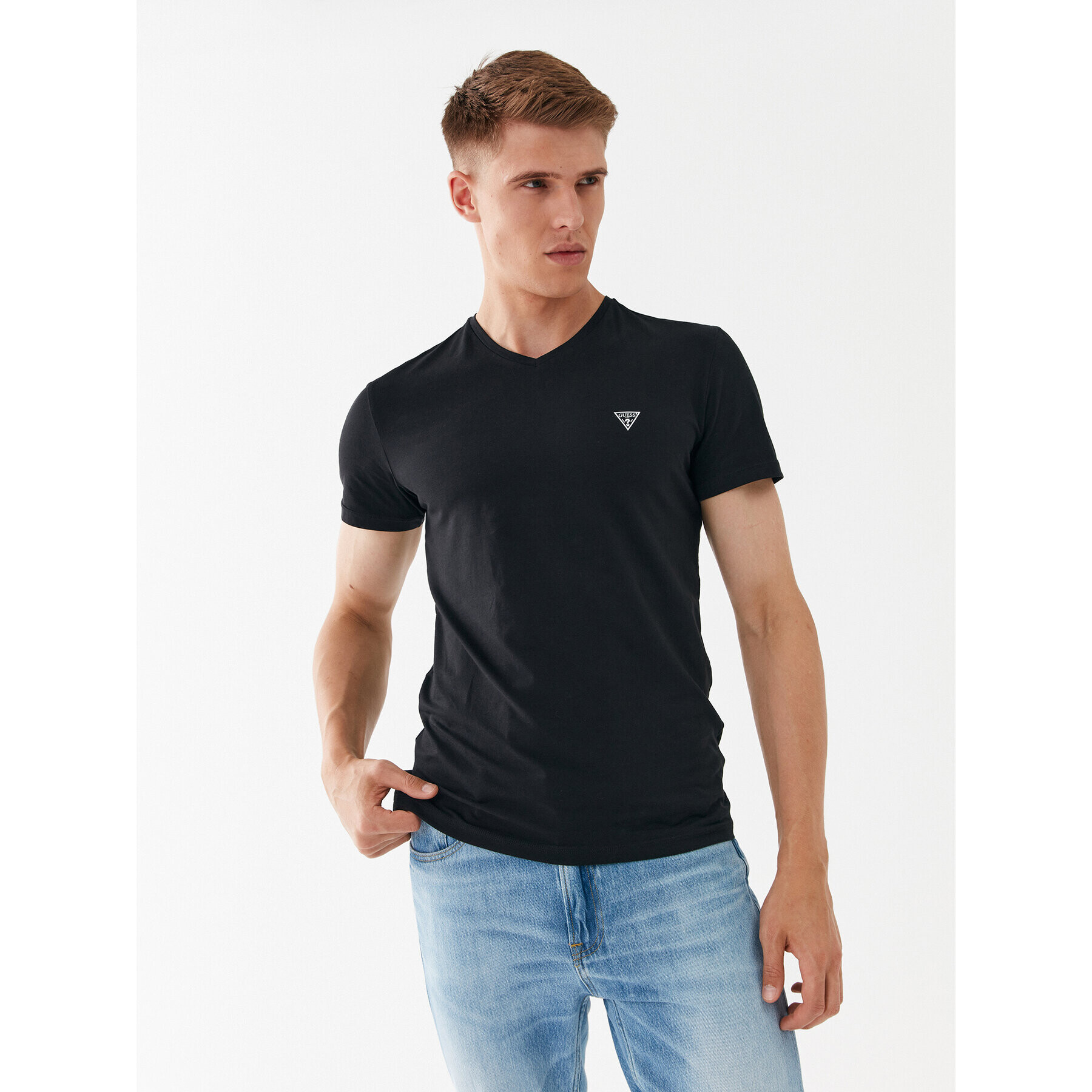 Guess Tricou U97M00 K6YW1 Negru Slim Fit - Pled.ro