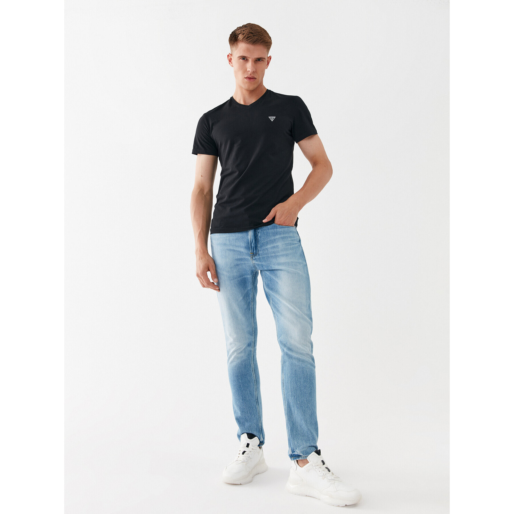 Guess Tricou U97M00 K6YW1 Negru Slim Fit - Pled.ro