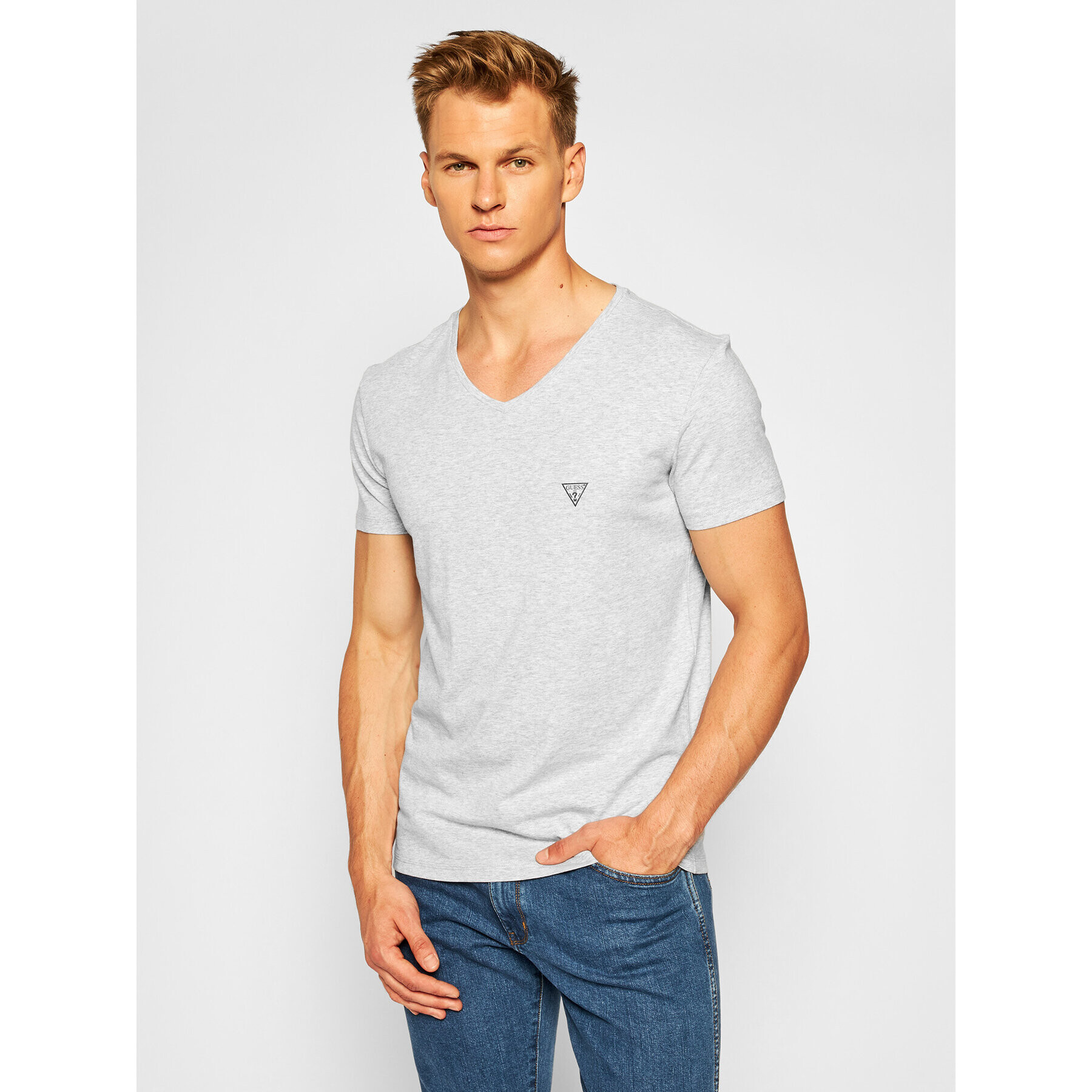 Guess Tricou U97M01 JR003 Gri Slim Fit - Pled.ro