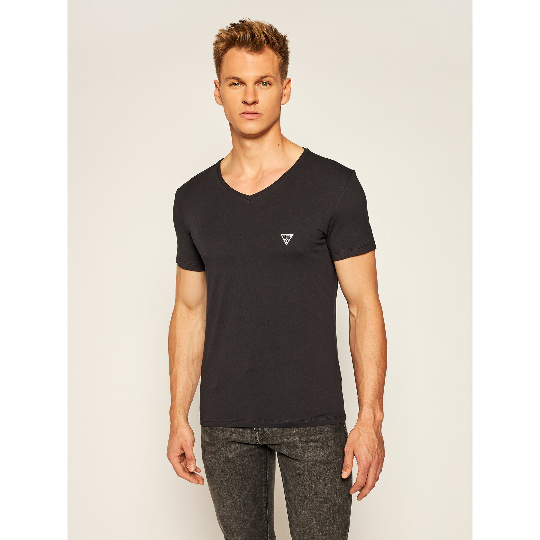 Guess Tricou U97M01 JR003 Negru Slim Fit - Pled.ro