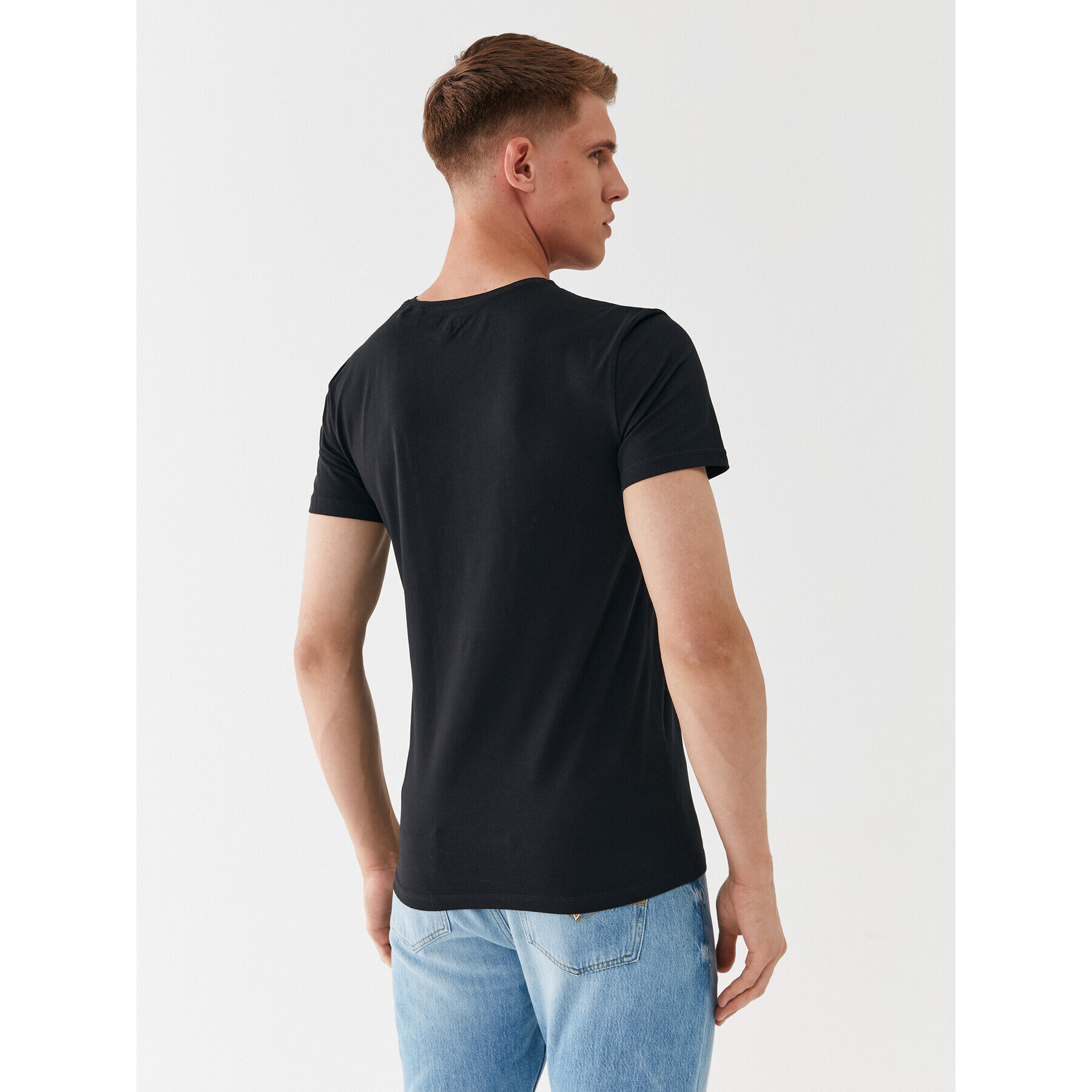 Guess Tricou U97M01 K6YW1 Negru Slim Fit - Pled.ro