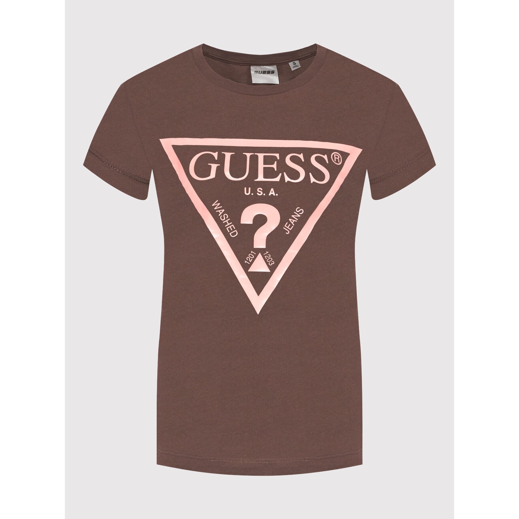 Guess Tricou V2RI13 K8HM0 Maro Regular Fit - Pled.ro