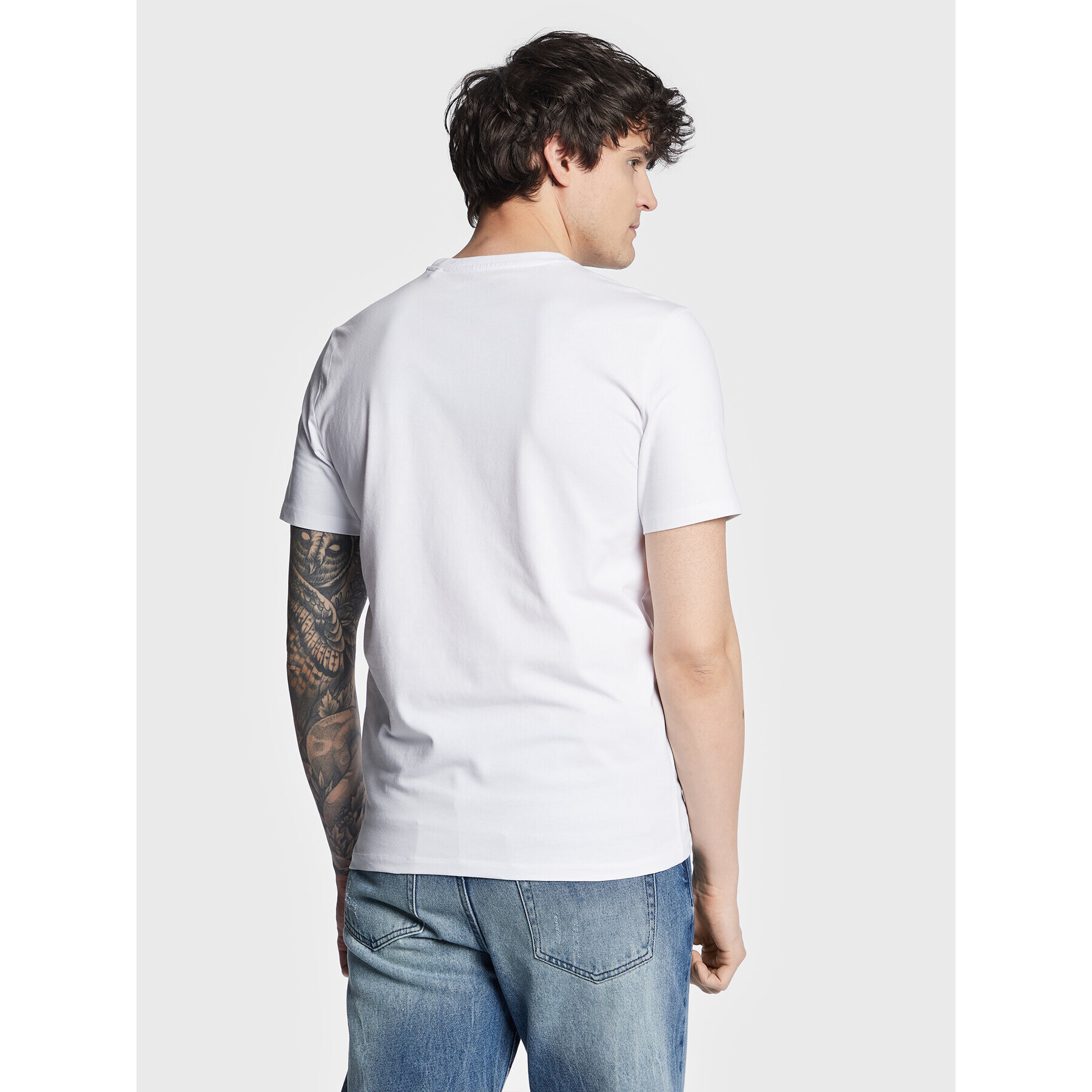 Guess Tricou Vertical Logo M3GI22 J1314 Alb Slim Fit - Pled.ro