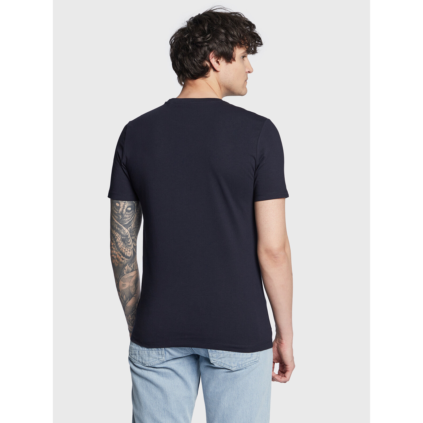 Guess Tricou Vertical Logo M3GI22 J1314 Bleumarin Slim Fit - Pled.ro