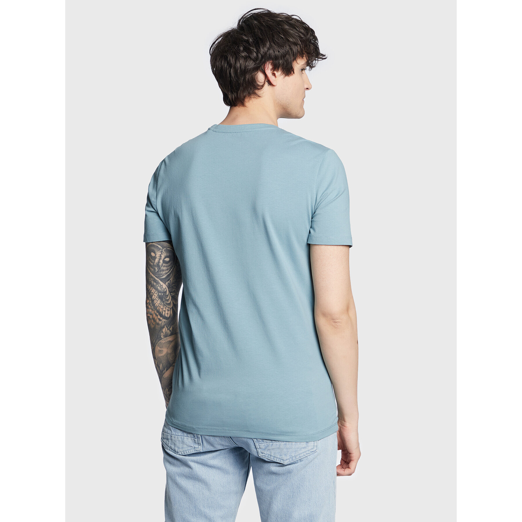 Guess Tricou Vetical Logo M3GI22 J1314 Albastru Slim Fit - Pled.ro